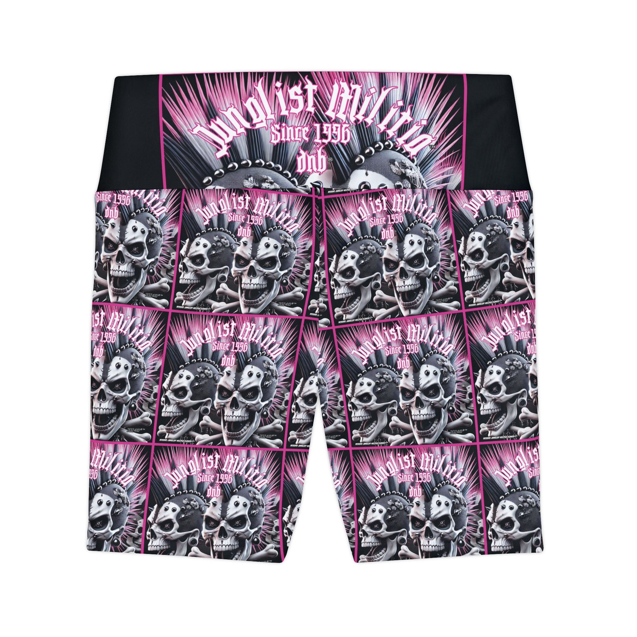 Women's Workout Shorts Pink Punk Skullz For Women - Junglist Militia Since 1996 dnb