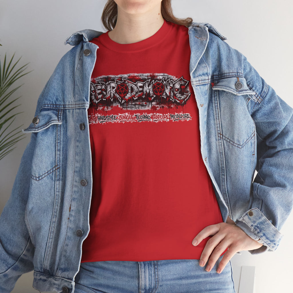 NEURODEMONIC - dnb hardstyle jungle techno trapcore metalcore Graffiti Skull Tee — Gildan Graphic Shirt