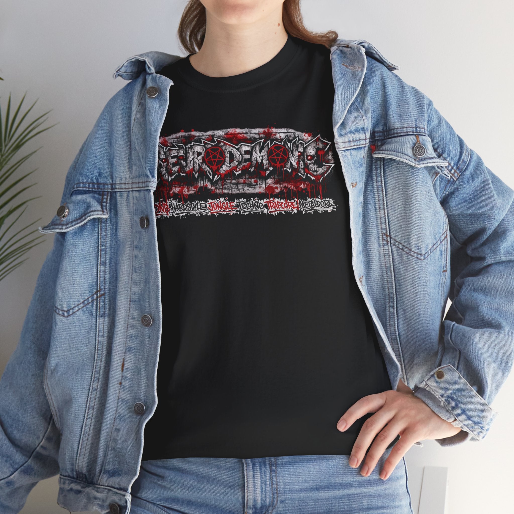 NEURODEMONIC - dnb hardstyle jungle techno trapcore metalcore Graffiti Skull Tee — Gildan Graphic Shirt