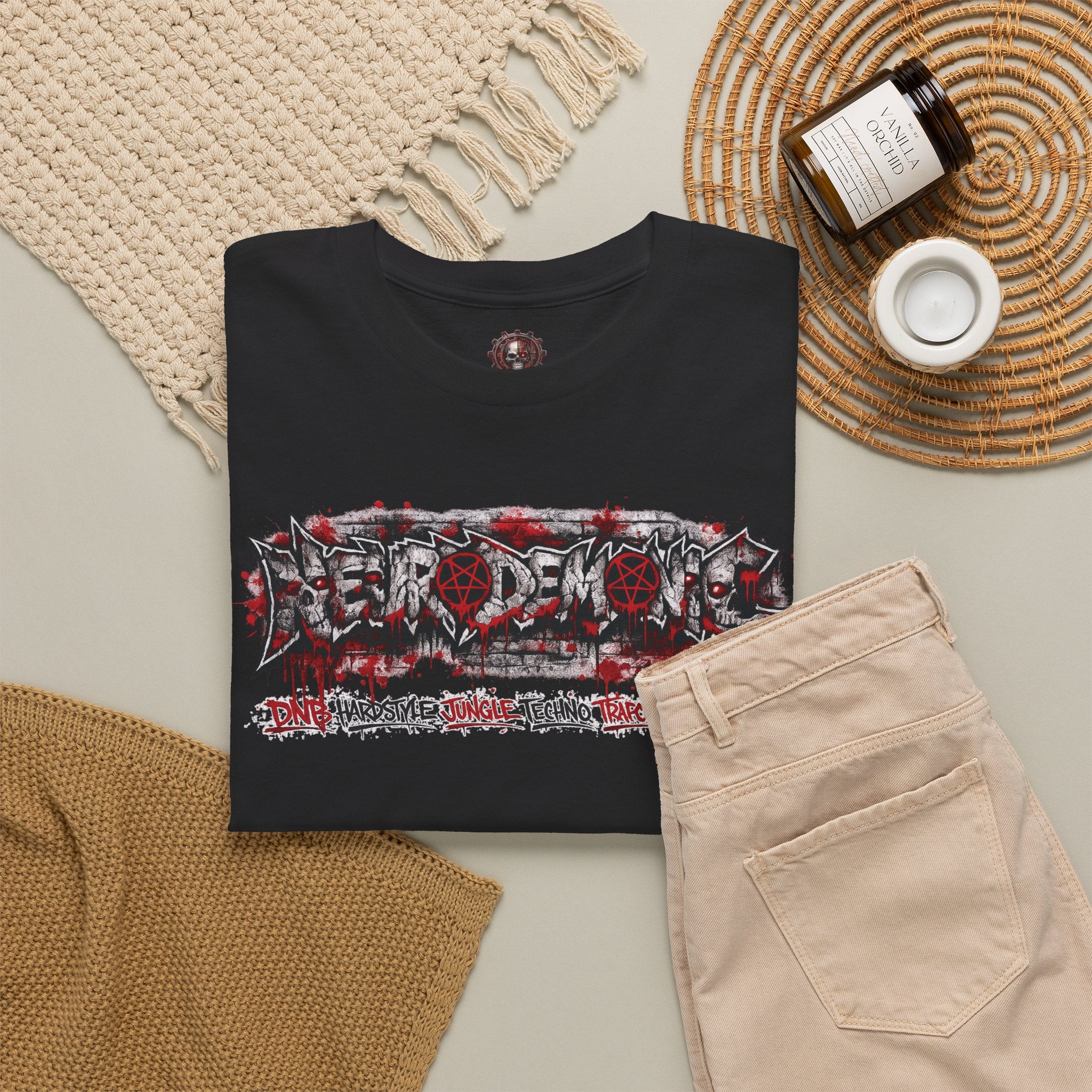 NEURODEMONIC - dnb hardstyle jungle techno trapcore metalcore Graffiti Skull Tee — Gildan Graphic Shirt