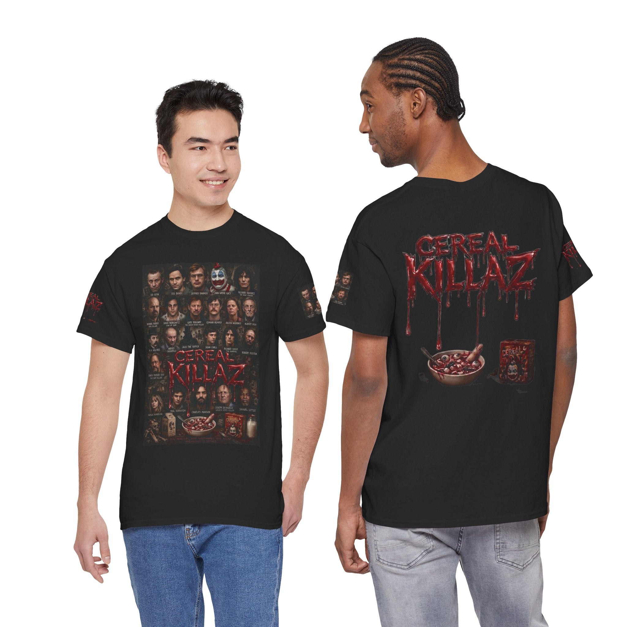 CEREAL KILLAZ™ True Crime Horror Graphic T-Shirt | Gothic Streetwear | NeuroDemonic