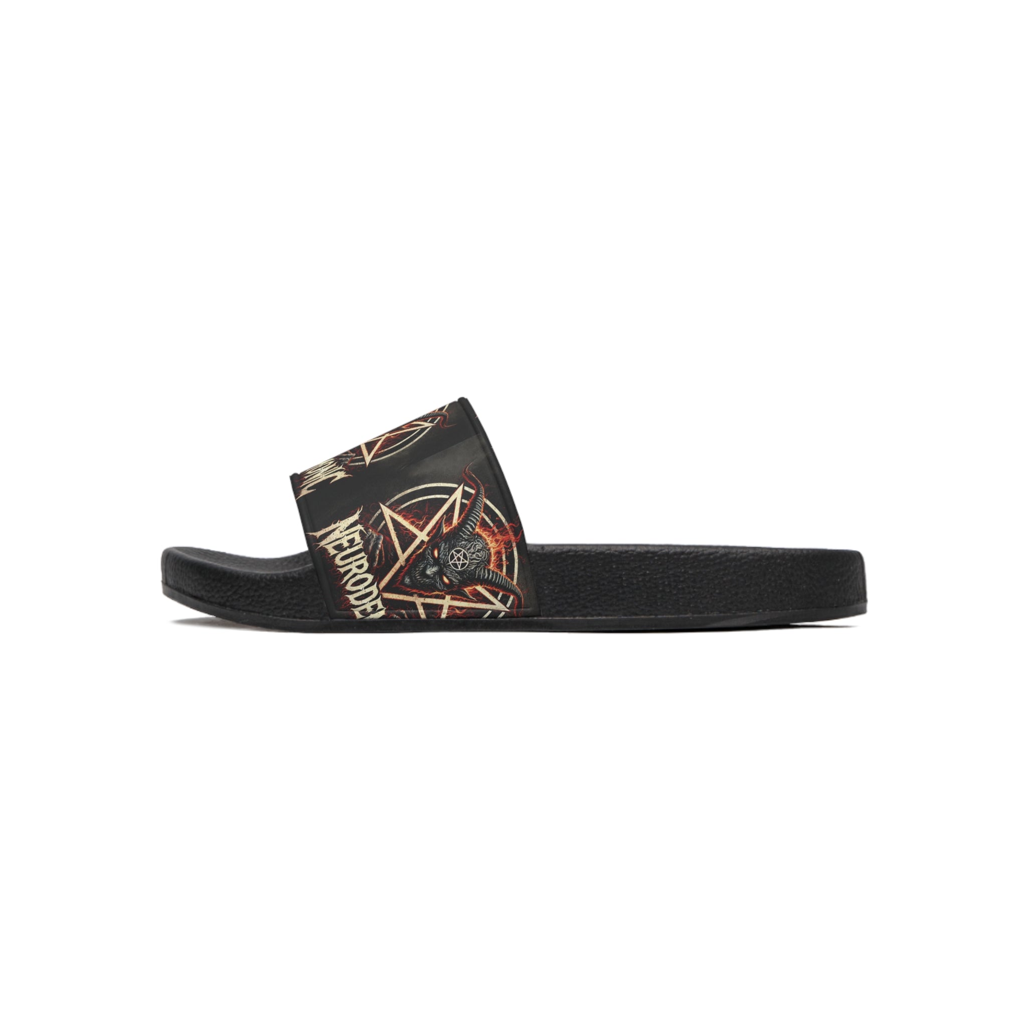 NeuroDemonic Infernal Baphomet Slides – Premium Heavy Metal Streetwear Edition