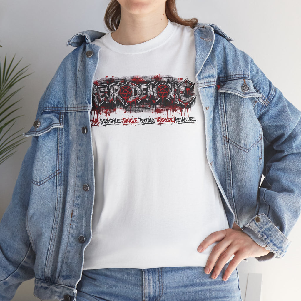 NEURODEMONIC - dnb hardstyle jungle techno trapcore metalcore Graffiti Skull Tee — Gildan Graphic Shirt