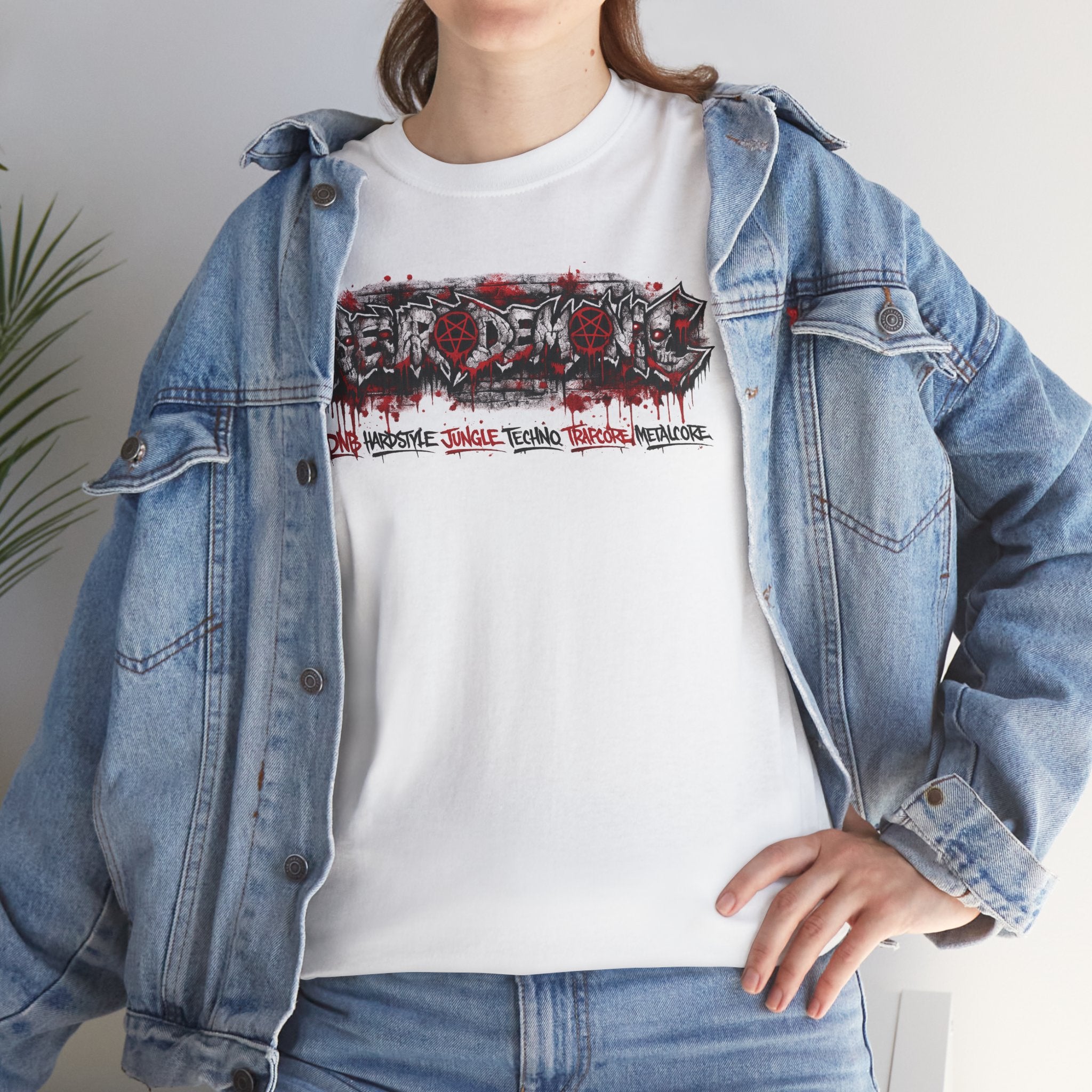 NEURODEMONIC - dnb hardstyle jungle techno trapcore metalcore Graffiti Skull Tee — Gildan Graphic Shirt