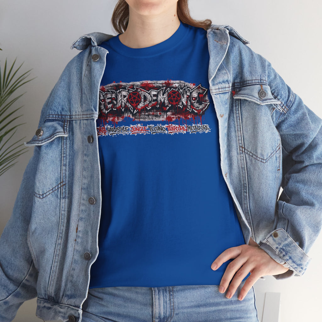NEURODEMONIC - dnb hardstyle jungle techno trapcore metalcore Graffiti Skull Tee — Gildan Graphic Shirt