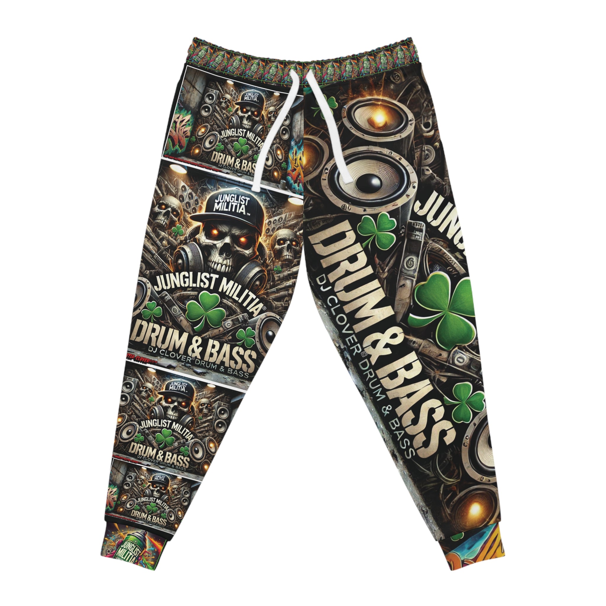 DJ CLOVER DRUM and BASS Athletic Joggers (AOP) - JUNGLIST MILITIA SINCE 1996 - LIMITED EDITION - "VERY EXPENSIVE, EXCLUSIVE COLLECTER EDITION"