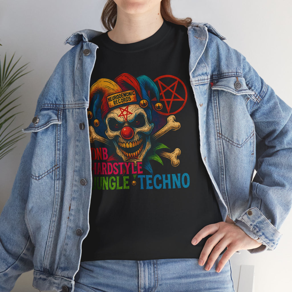 NeuroDemonic Carnival Jester T-Shirt – DNB Hardstyle Jungle Techno Edition