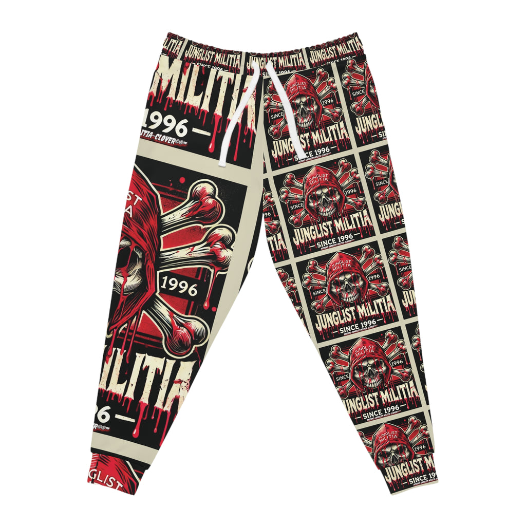 3rd Gen. Blood Red  Skull Athletic Joggers (AOP)- Junglist Militia Since 1996