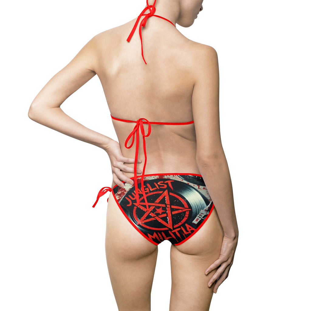 Blood Soaked Pentagram Turntable JUNGLIST MILITIA-Women's Bikini Swimsuit