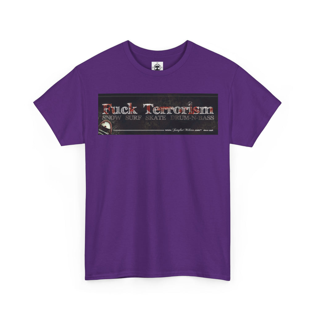 Fuck Terrorism 1st gen. Bomb Threat Logo - Unisex Heavy Cotton Tee - Junglist Militia Since 1996