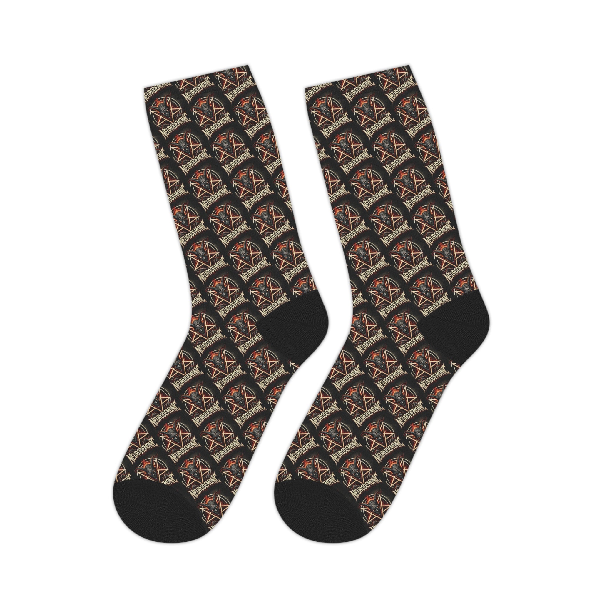 NeuroDemonic Infernal Baphomet Crew Socks – Premium Heavy Metal Streetwear Edition