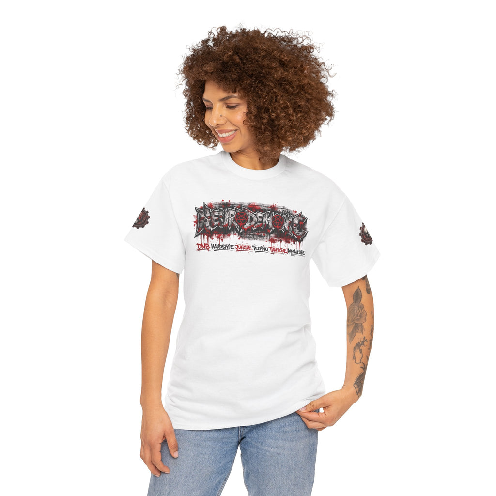 NEURODEMONIC - dnb hardstyle jungle techno trapcore metalcore Graffiti Skull Tee — Gildan Graphic Shirt