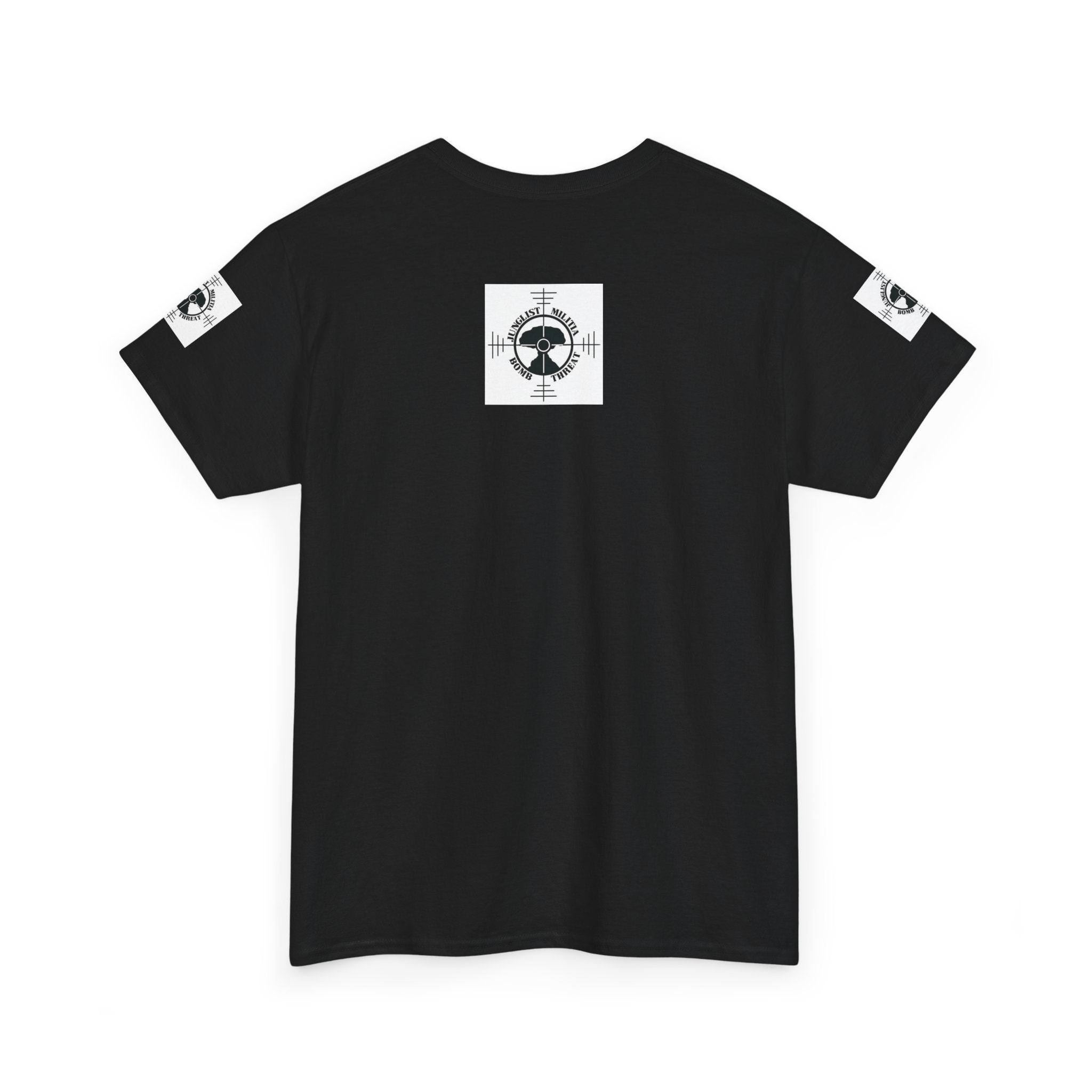 Droppin Beats Junglist Militia Bomb Threat 1st gen Logo Unisex Heavy Cotton Tee