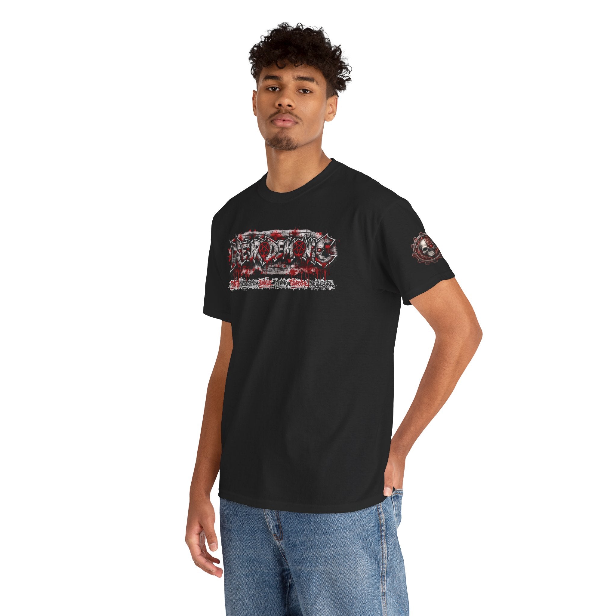 NEURODEMONIC - dnb hardstyle jungle techno trapcore metalcore Graffiti Skull Tee — Gildan Graphic Shirt