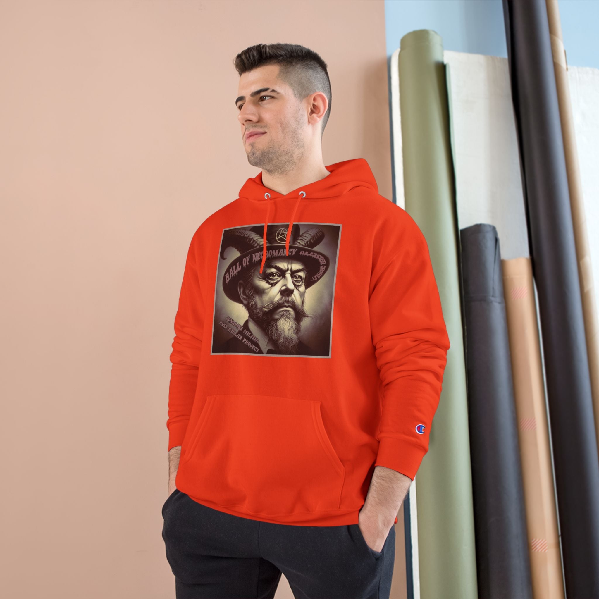 Champion Hoodie-Hall of Necromancy-Aleister Crowley-JUNGLIST MILITIA-KULT KILLAZ PROJECT