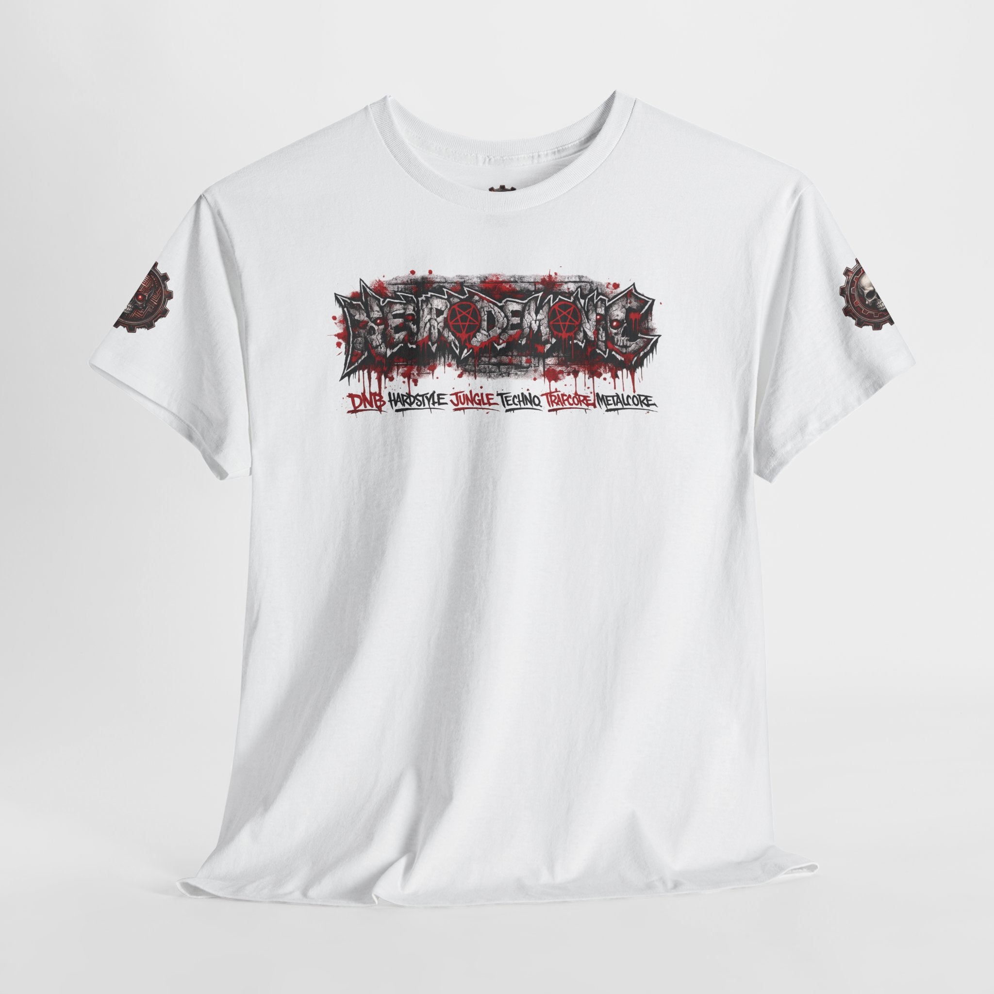NEURODEMONIC - dnb hardstyle jungle techno trapcore metalcore Graffiti Skull Tee — Gildan Graphic Shirt