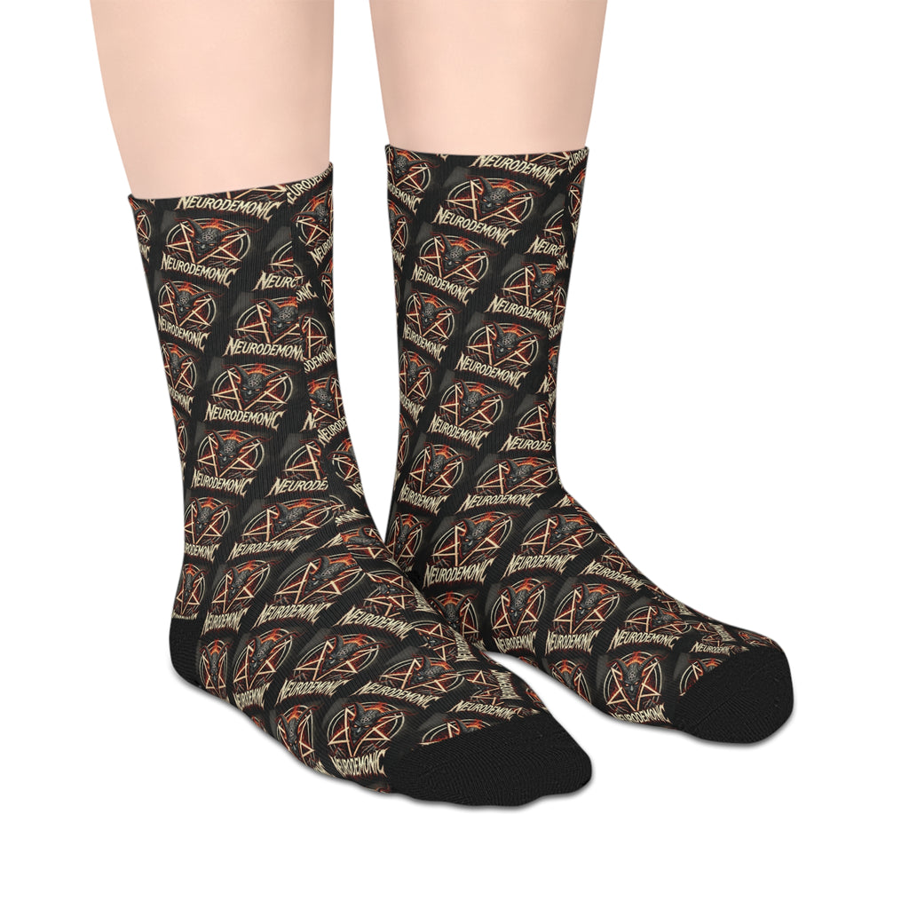 NeuroDemonic Infernal Baphomet Crew Socks – Premium Heavy Metal Streetwear Edition