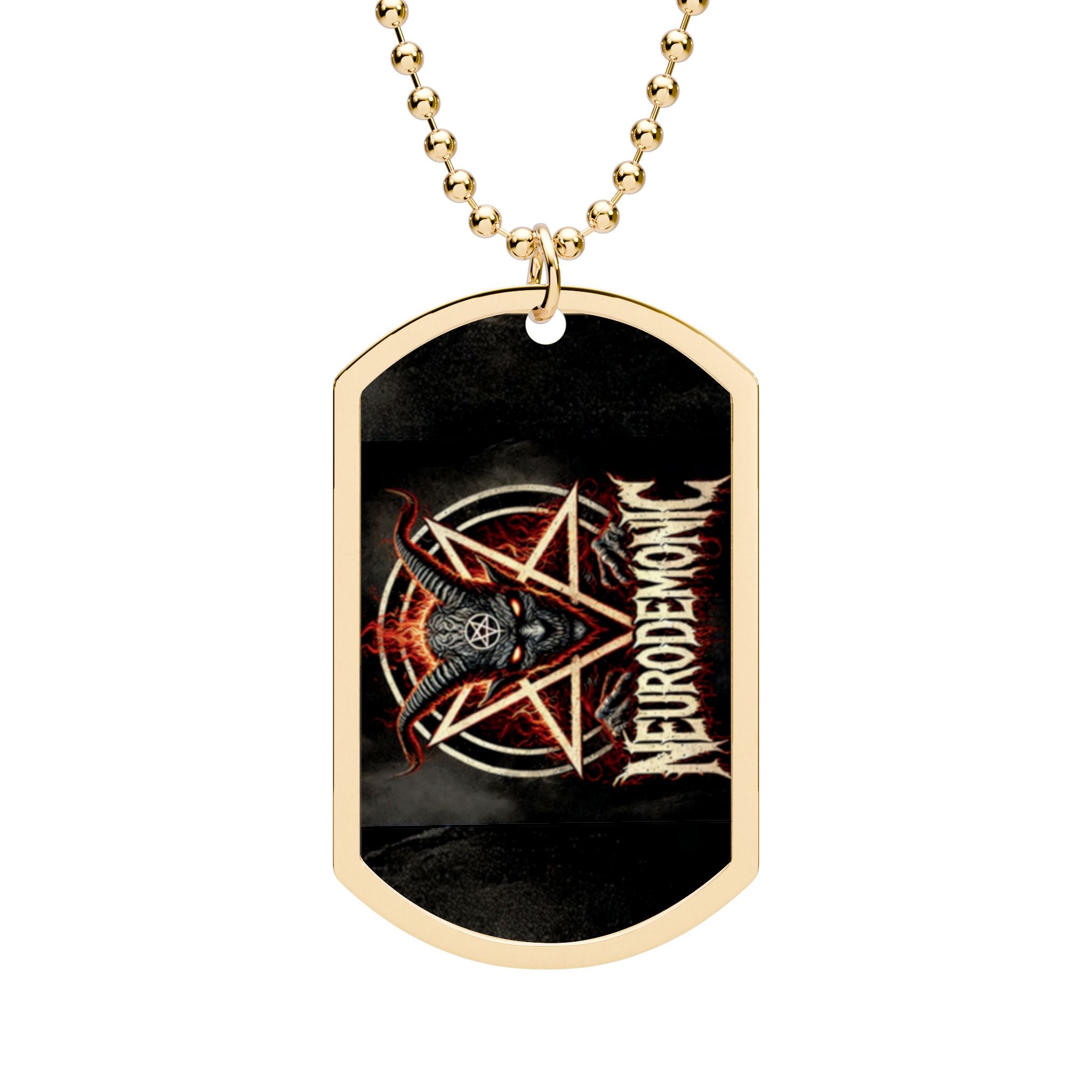 NeuroDemonic Infernal Baphomet Dog Tag Necklace – Premium Metal Pendant Edition