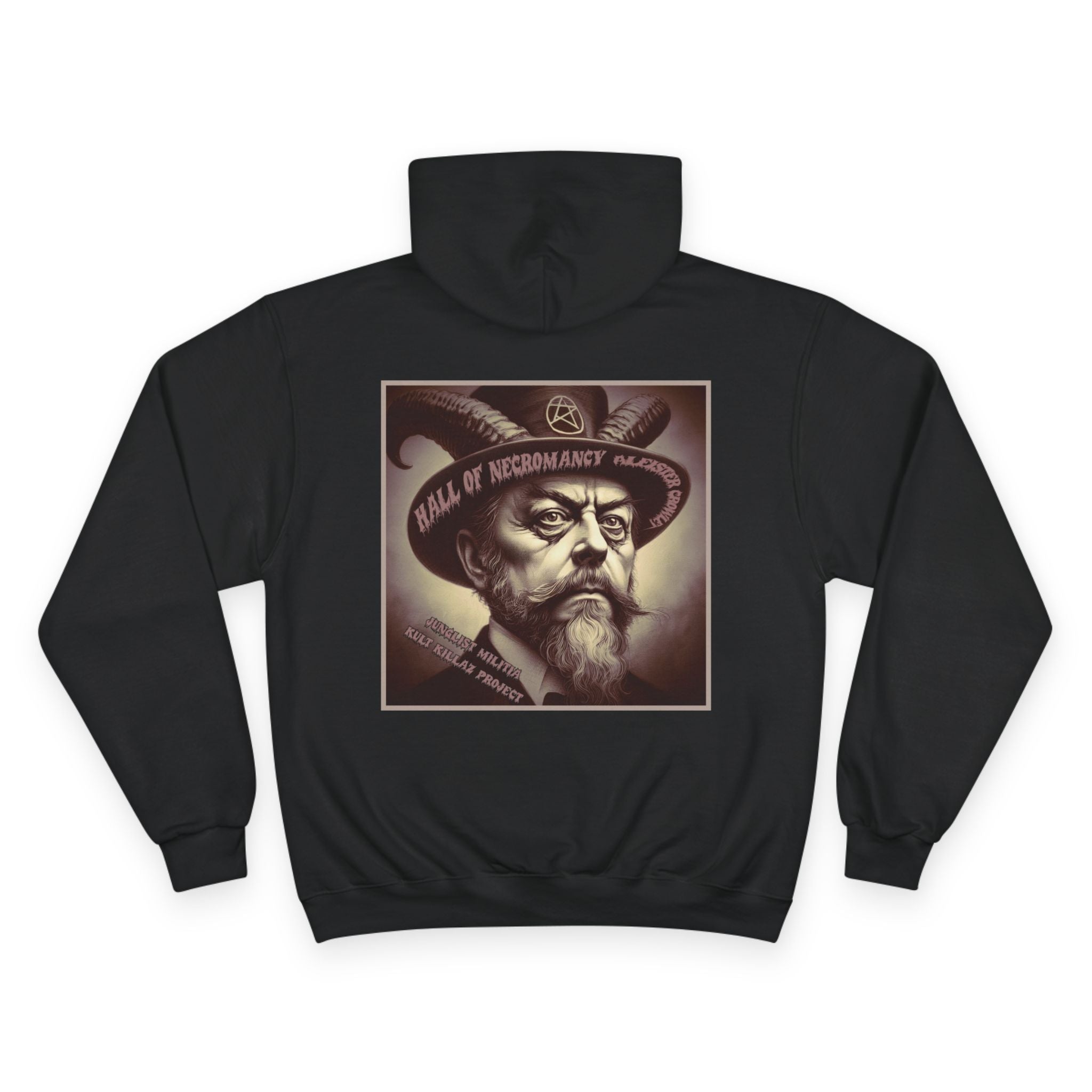 Champion Hoodie-Hall of Necromancy-Aleister Crowley-JUNGLIST MILITIA-KULT KILLAZ PROJECT