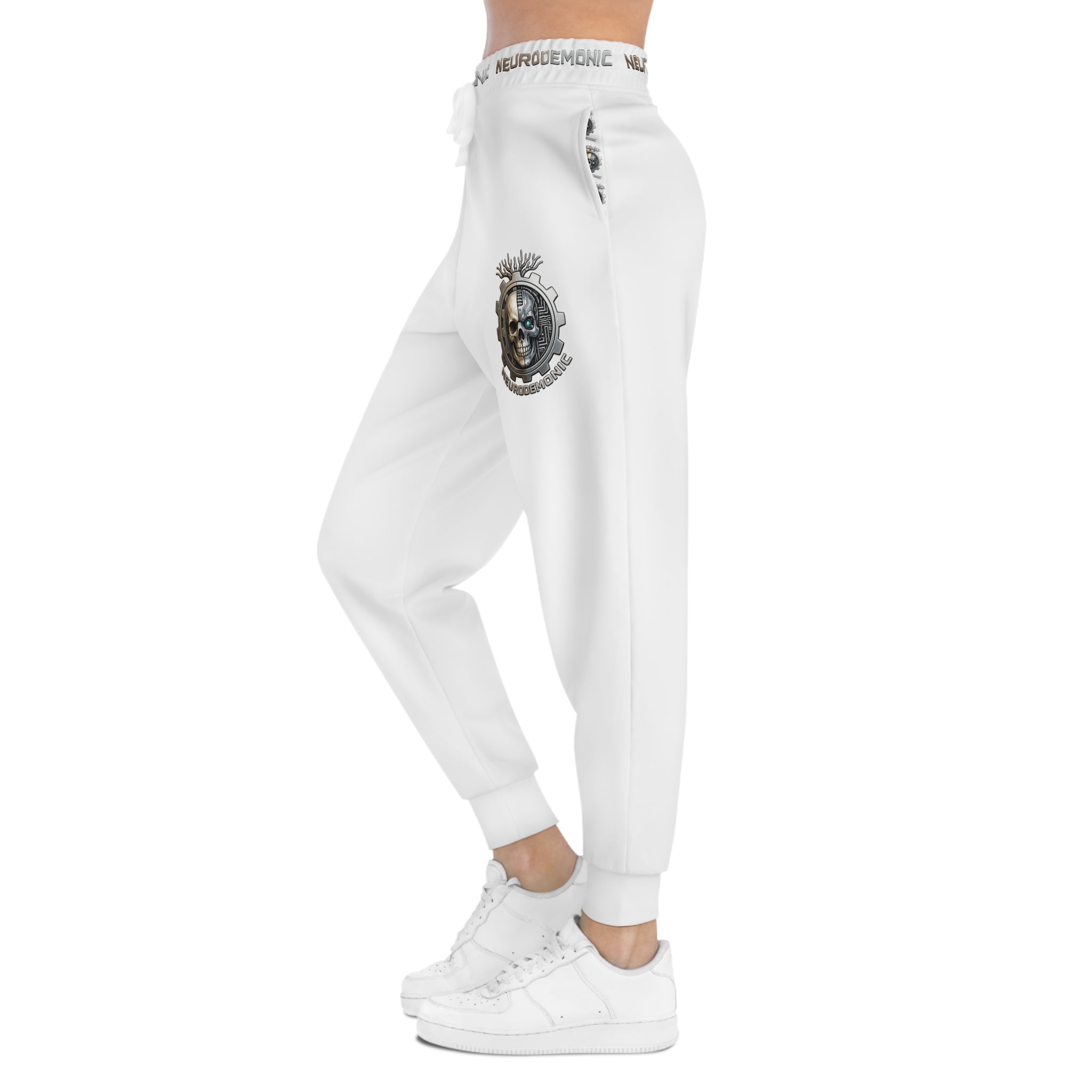 NeuroDemonic Logo Joggers – Premium White Streetwear Sweatpants