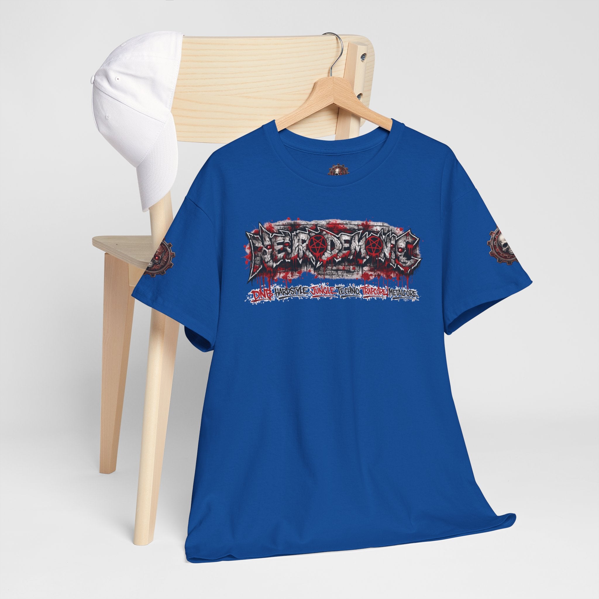 NEURODEMONIC - dnb hardstyle jungle techno trapcore metalcore Graffiti Skull Tee — Gildan Graphic Shirt