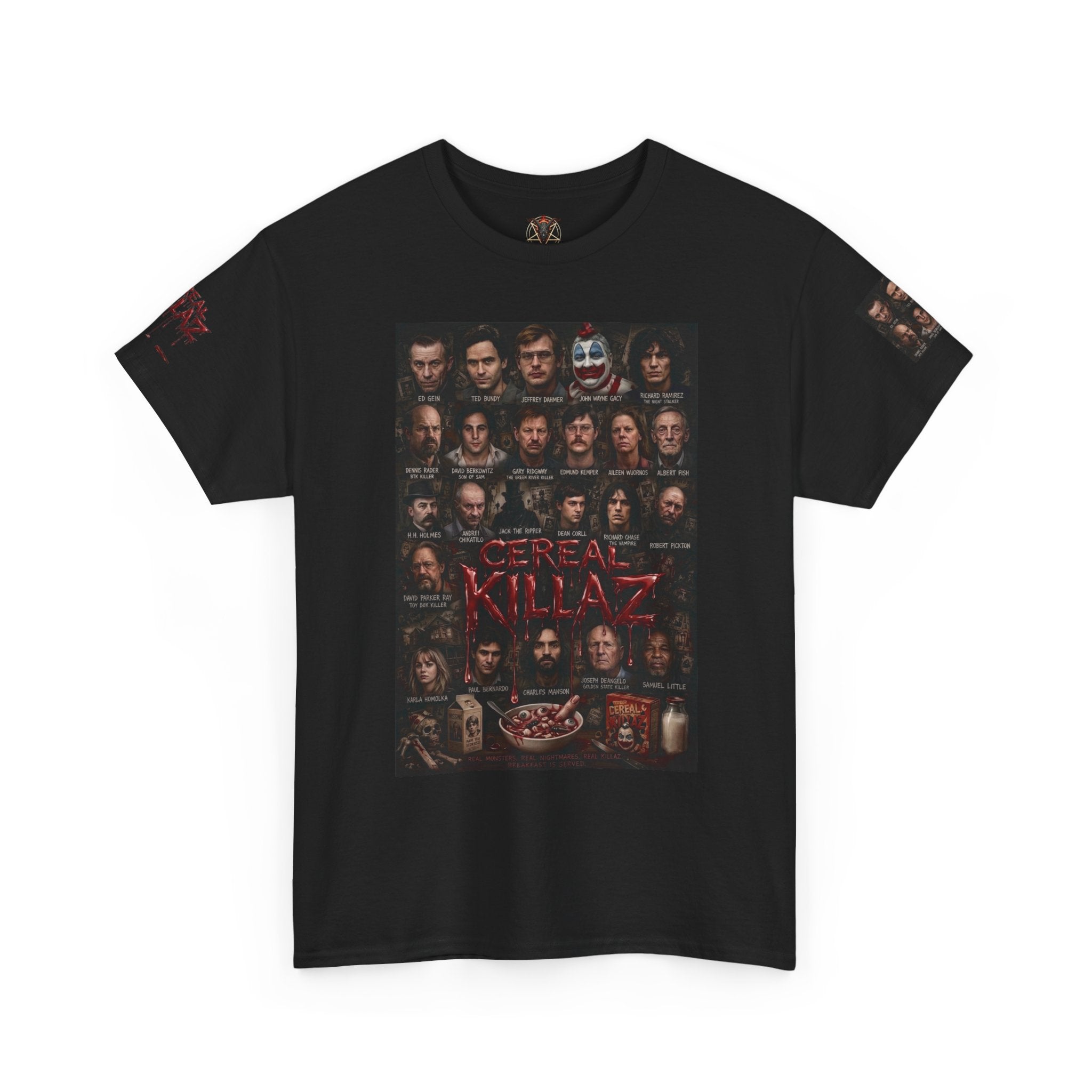CEREAL KILLAZ™ True Crime Horror Graphic T-Shirt | Gothic Streetwear | NeuroDemonic