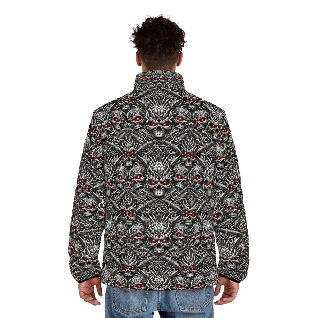 Men's Medieval Skulls Puffer Jacket (AOP) - Junglist Militia Since 1996