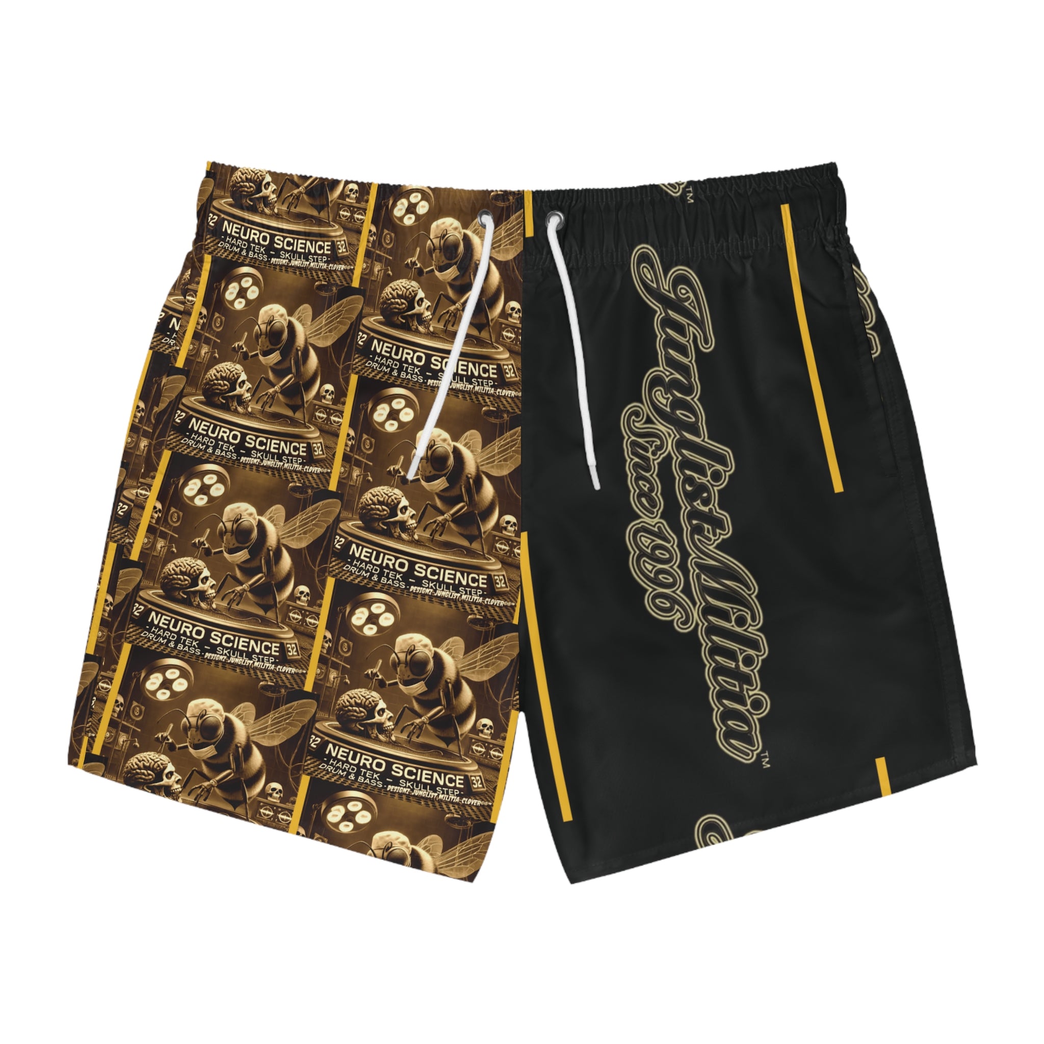 Killer Beez Filmstrip-Swim Trunks (AOP)- Junglist Militia Since 1996- 2nd Gen. Logo