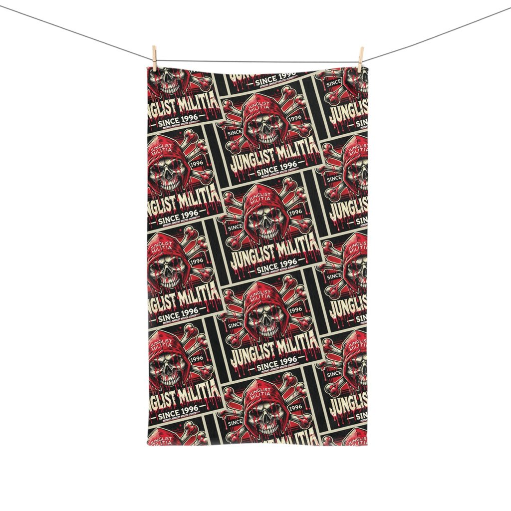 Blood Red Skull - Hand/Gym Towel - Junglist Militia Since 1996 3rd Generation logo