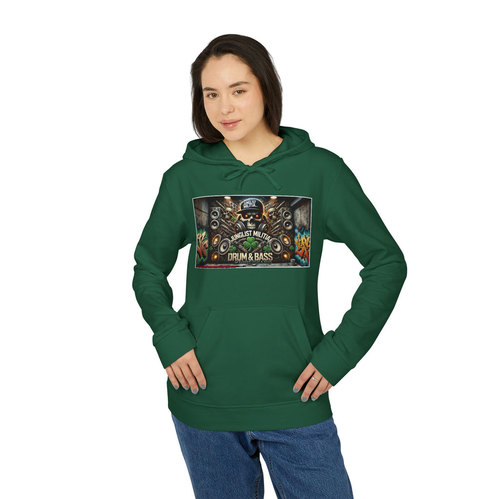 DJ CLOVER DRUM & BASS - CUSTOM adidas® Unisex Fleece Hoodie -  WEST COAST CALIFORNIA CUSTOM DESINGZ-JUNGLIST MILITIA-CLOVER