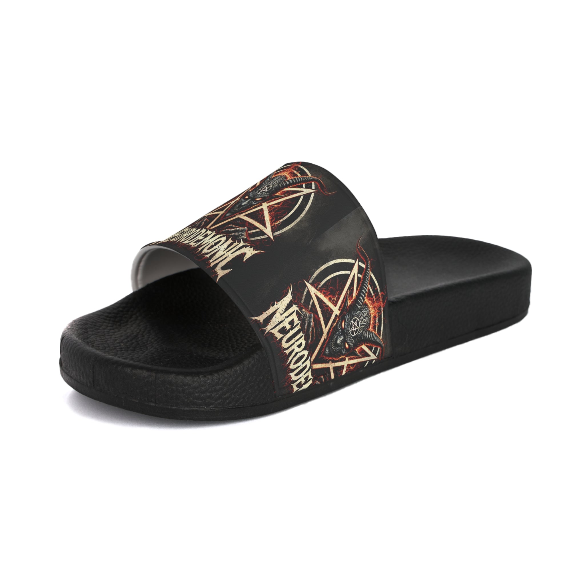 NeuroDemonic Infernal Baphomet Slides – Premium Heavy Metal Streetwear Edition