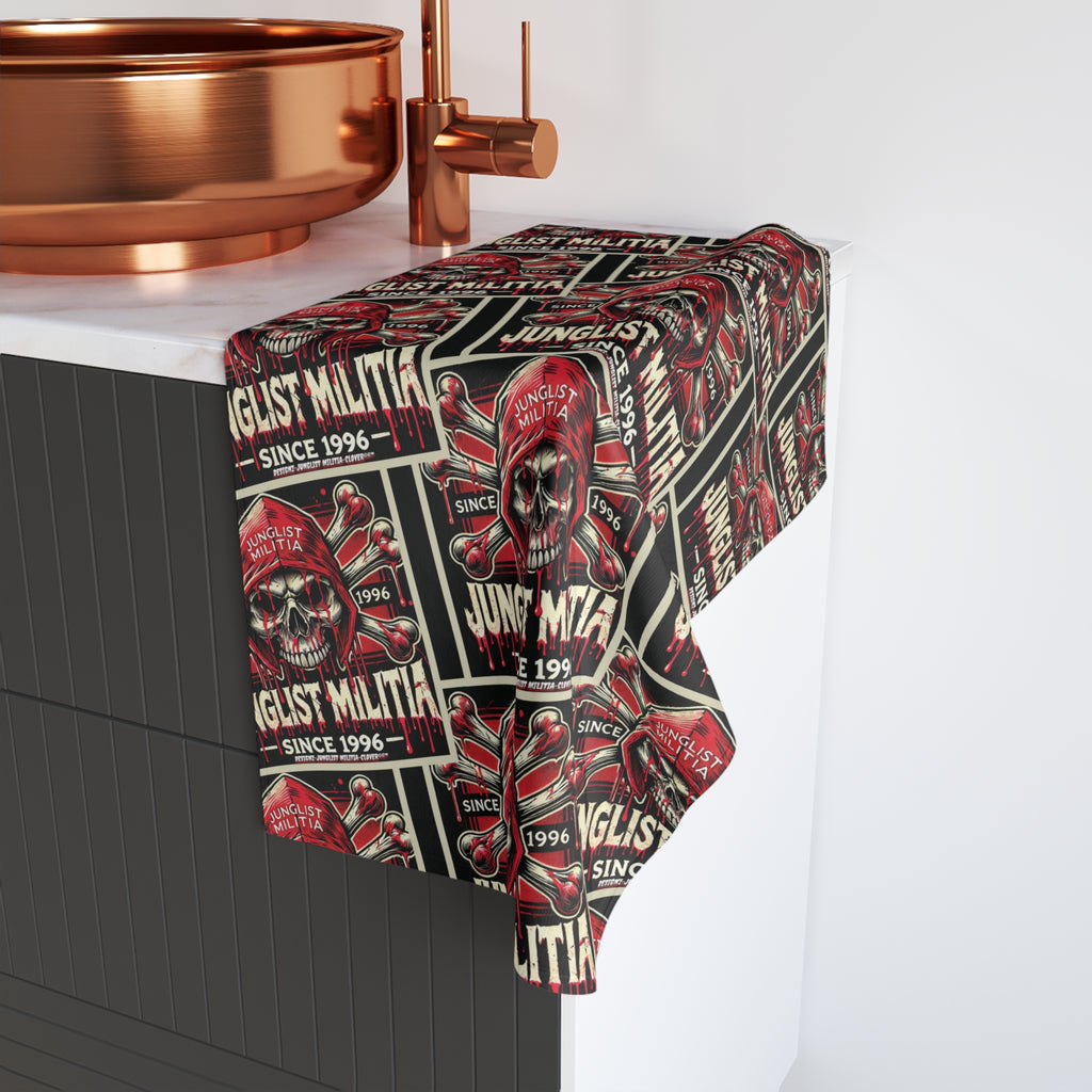 Blood Red Skull - Hand/Gym Towel - Junglist Militia Since 1996 3rd Generation logo