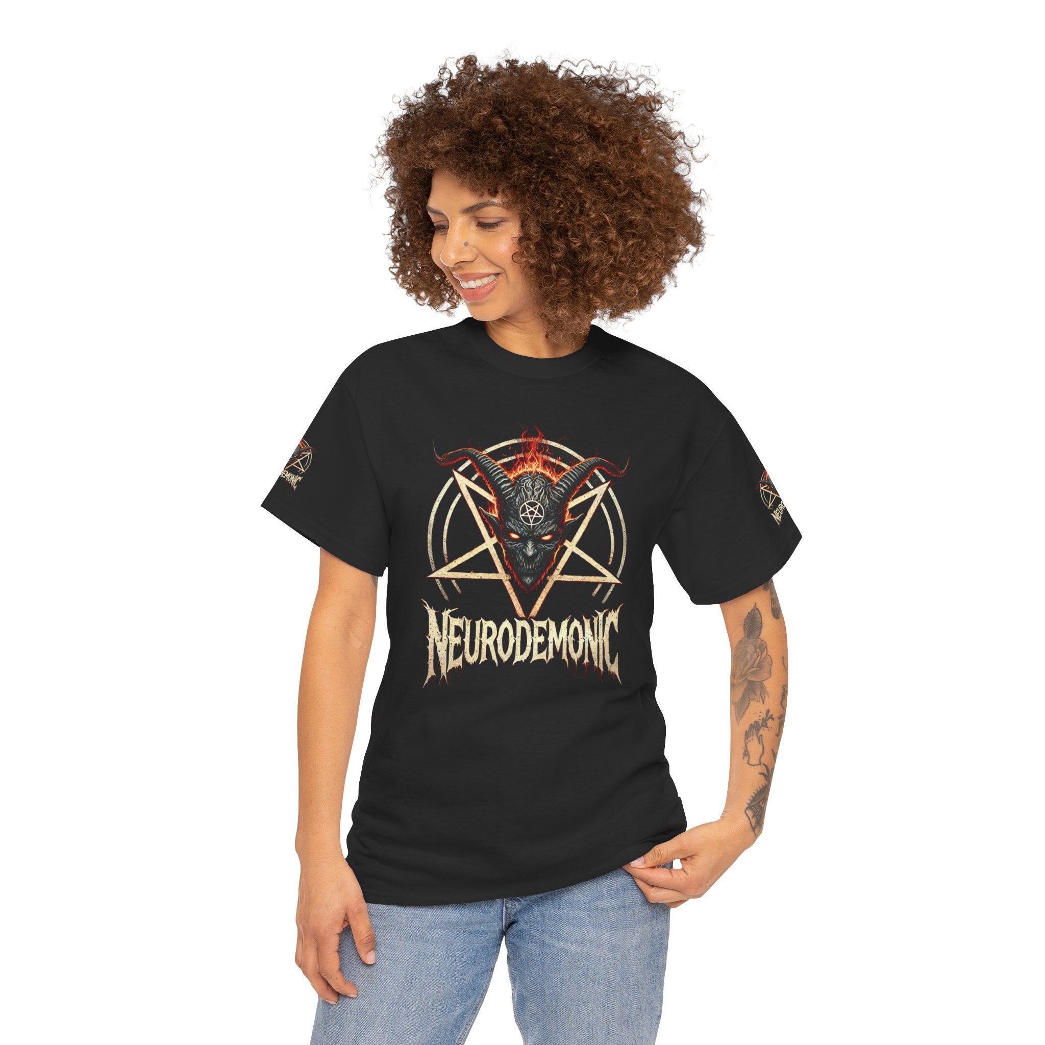 NeuroDemonic Baphomet Pentagram T-Shirt – Heavy Metal Streetwear Edition