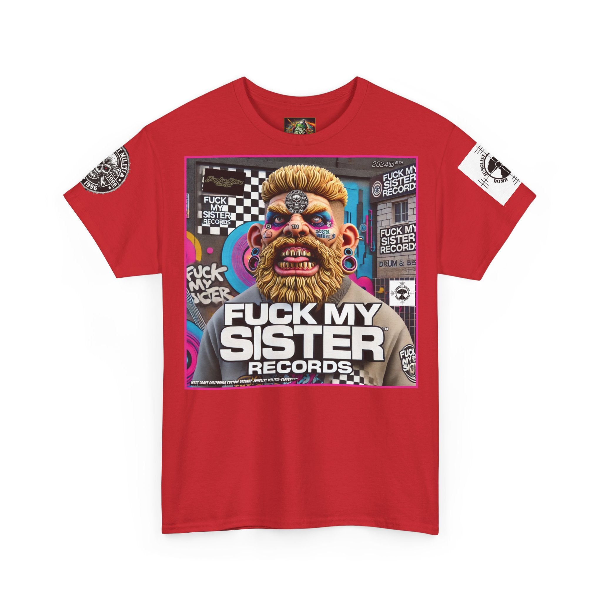 Fuck my Sister Records - Unisex Heavy Cotton Tee - Junglist Militia Since 1996