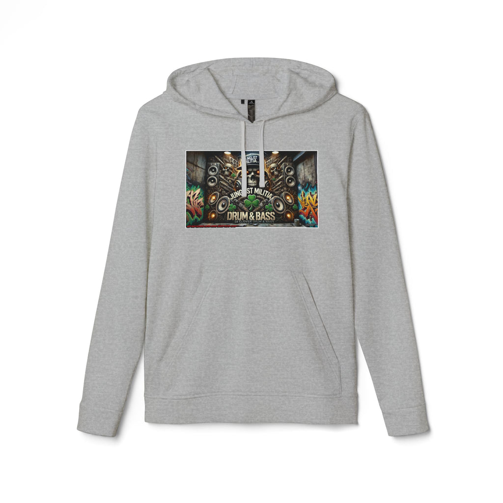 DJ CLOVER DRUM & BASS - CUSTOM adidas® Unisex Fleece Hoodie -  WEST COAST CALIFORNIA CUSTOM DESINGZ-JUNGLIST MILITIA-CLOVER