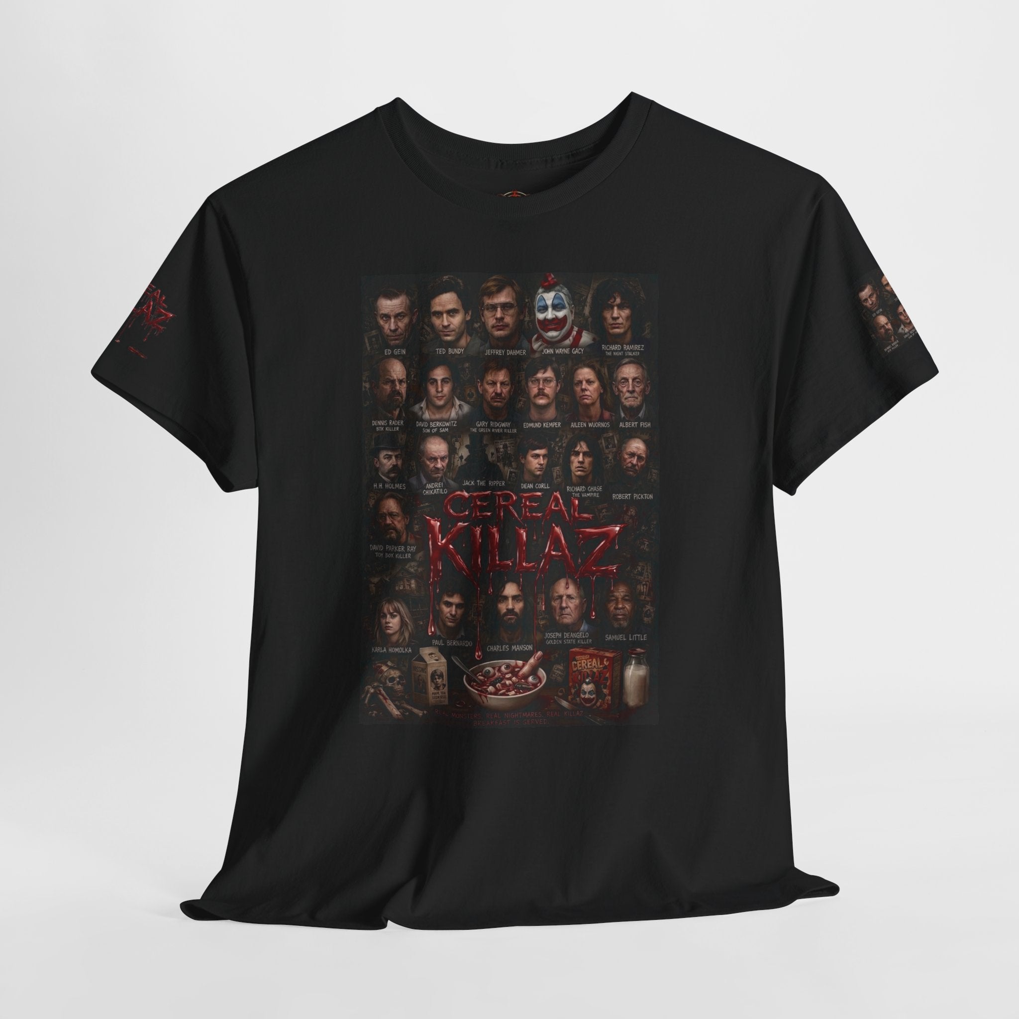 CEREAL KILLAZ™ True Crime Horror Graphic T-Shirt | Gothic Streetwear | NeuroDemonic