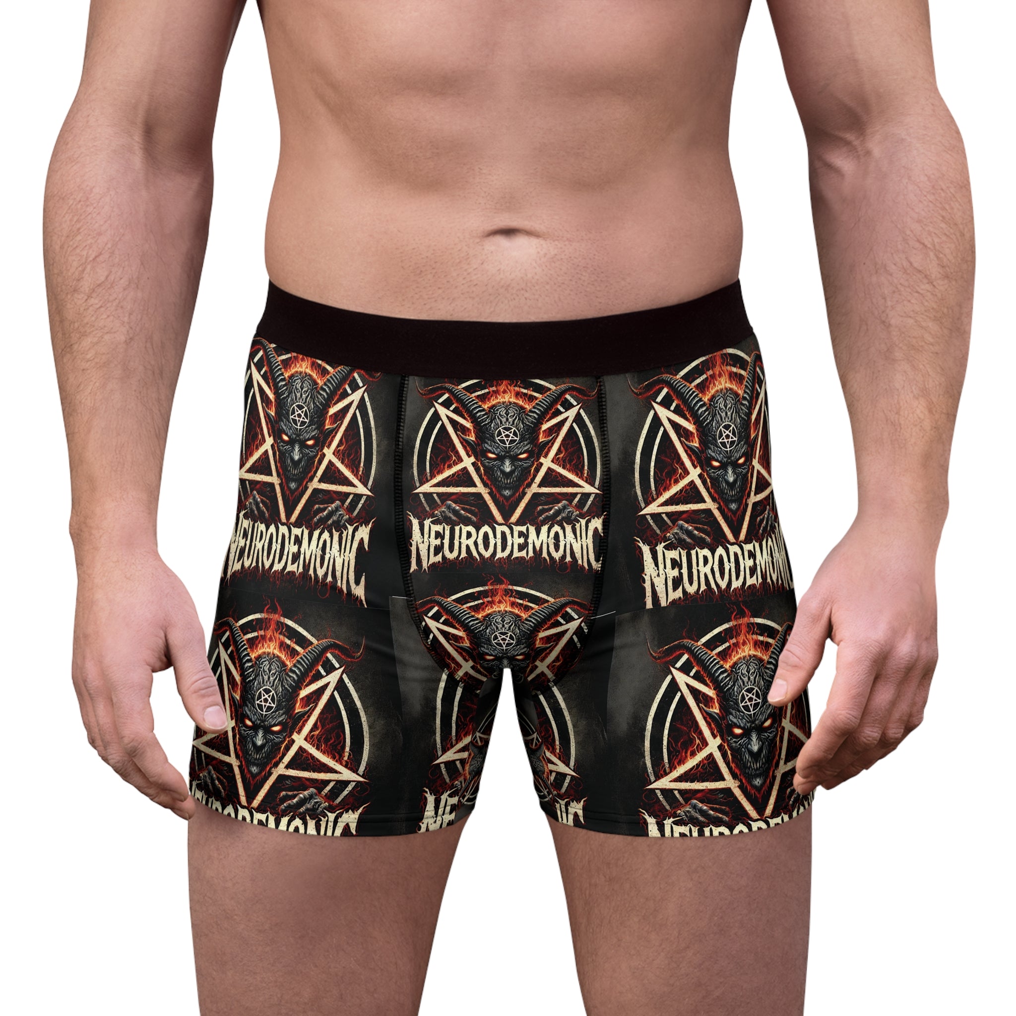 NeuroDemonic Infernal Baphomet Boxer Briefs – Premium Heavy Metal Underwear Edition