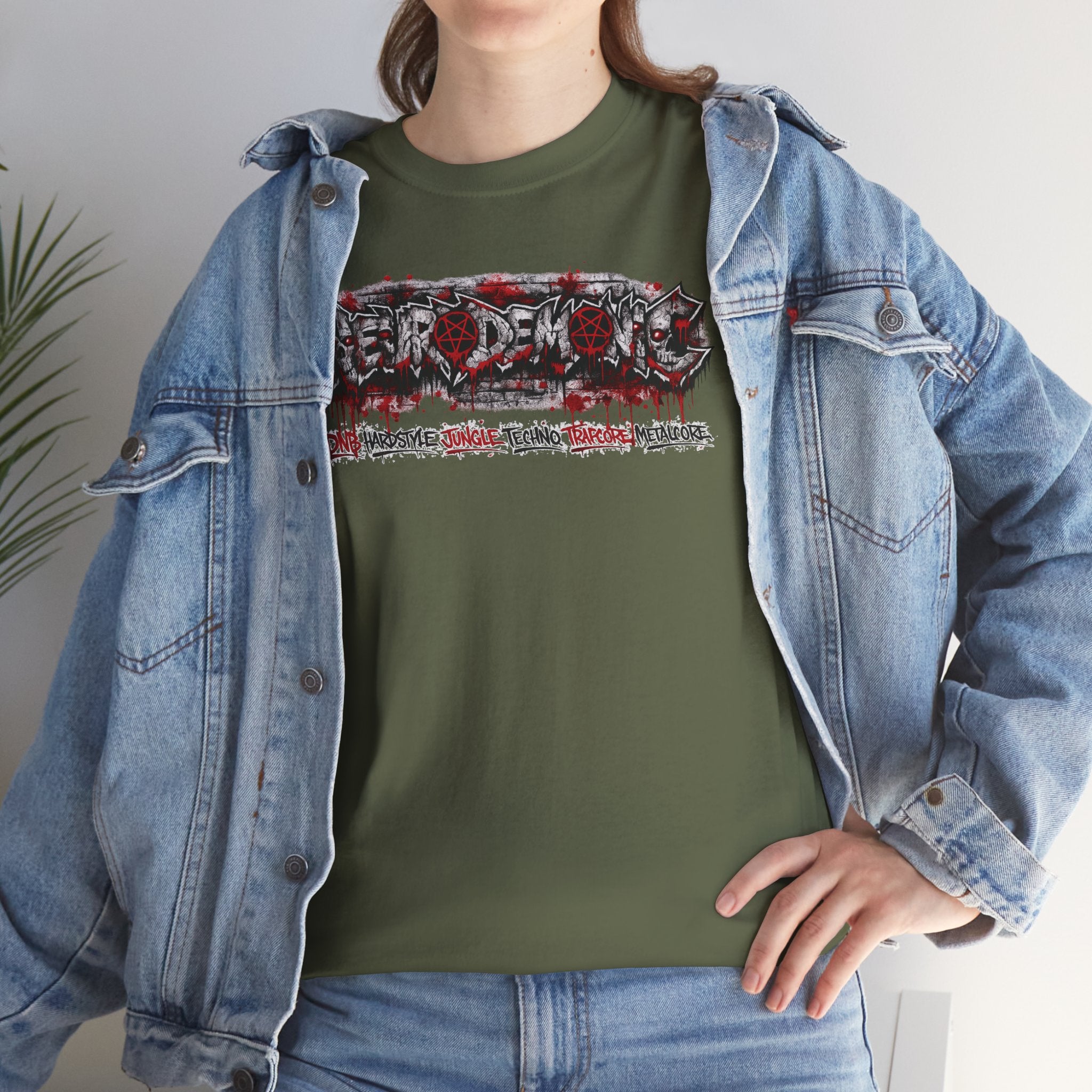 NEURODEMONIC - dnb hardstyle jungle techno trapcore metalcore Graffiti Skull Tee — Gildan Graphic Shirt