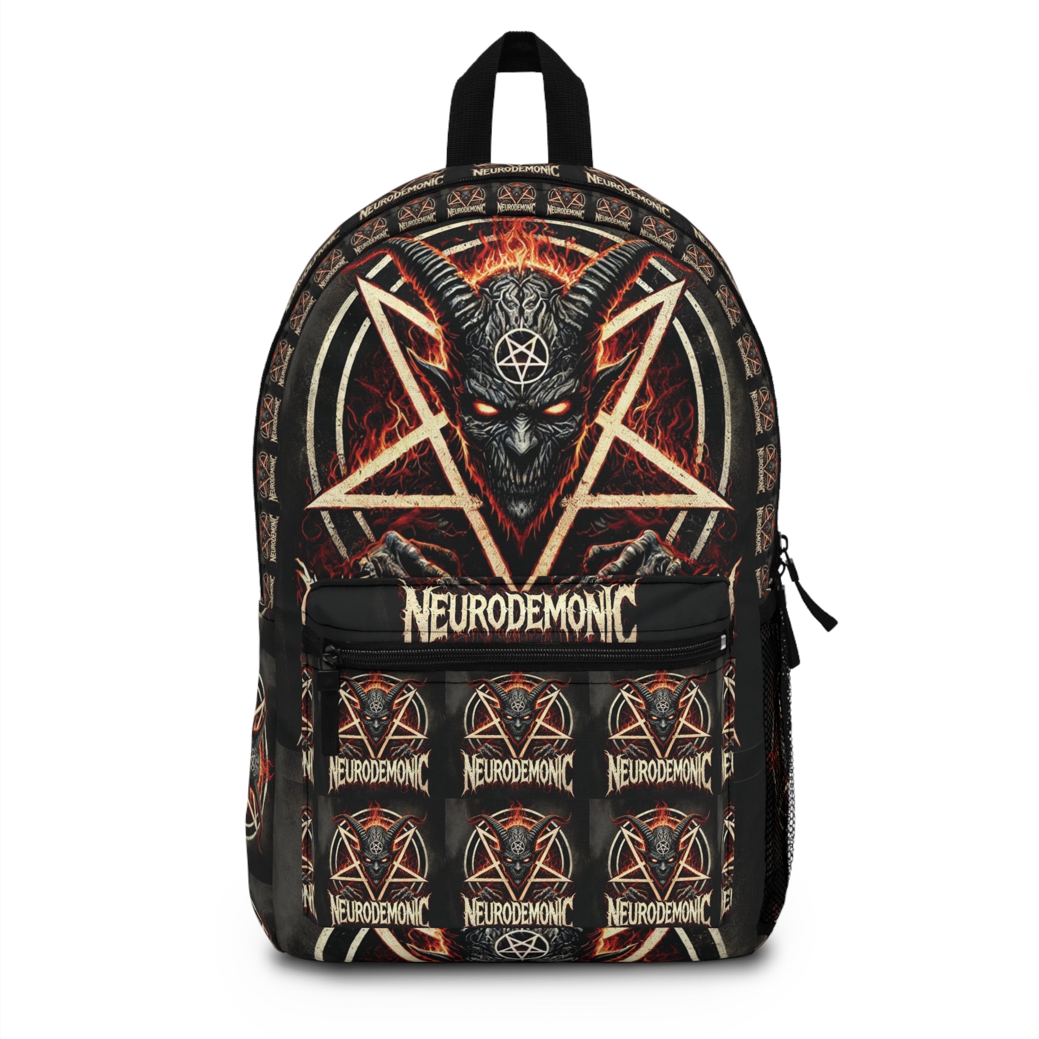 NeuroDemonic Goat Pentagram Backpack – Premium Heavy Metal Streetwear Edition