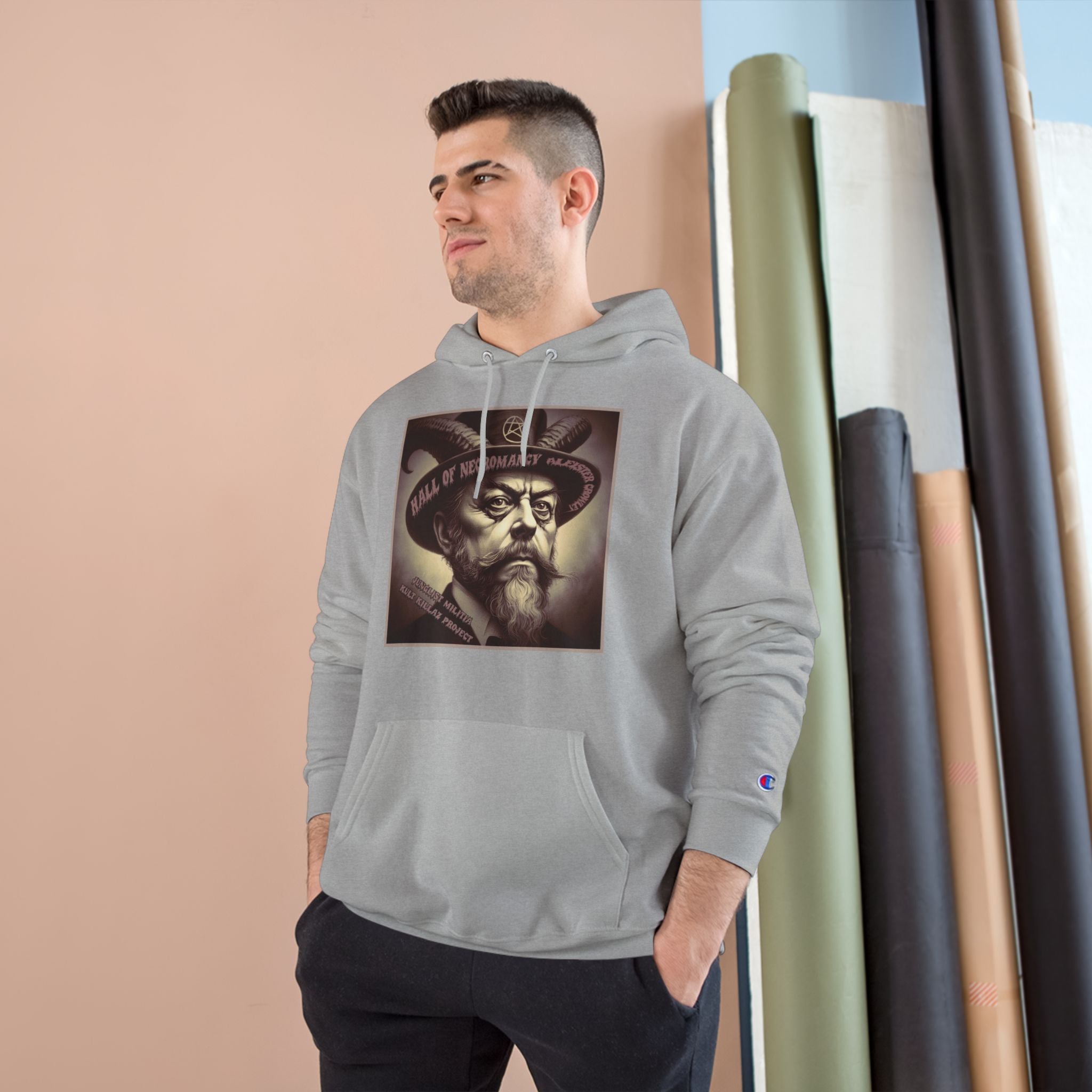 Champion Hoodie-Hall of Necromancy-Aleister Crowley-JUNGLIST MILITIA-KULT KILLAZ PROJECT