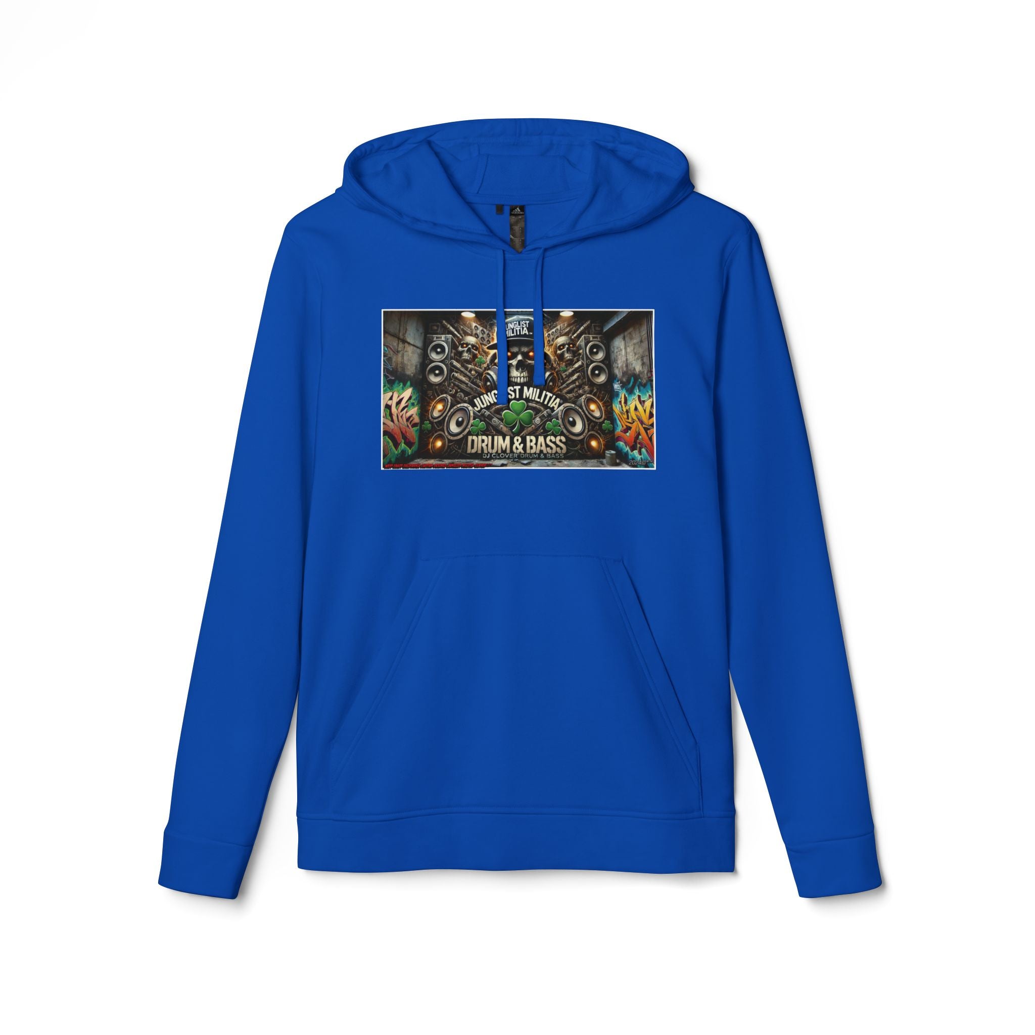 DJ CLOVER DRUM & BASS - CUSTOM adidas® Unisex Fleece Hoodie -  WEST COAST CALIFORNIA CUSTOM DESINGZ-JUNGLIST MILITIA-CLOVER