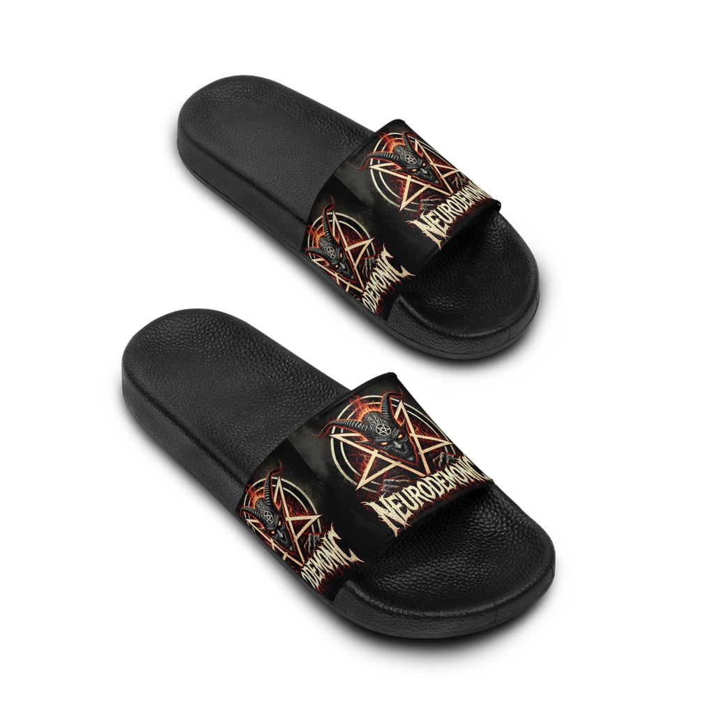 NeuroDemonic Infernal Baphomet Slides – Premium Heavy Metal Streetwear Edition