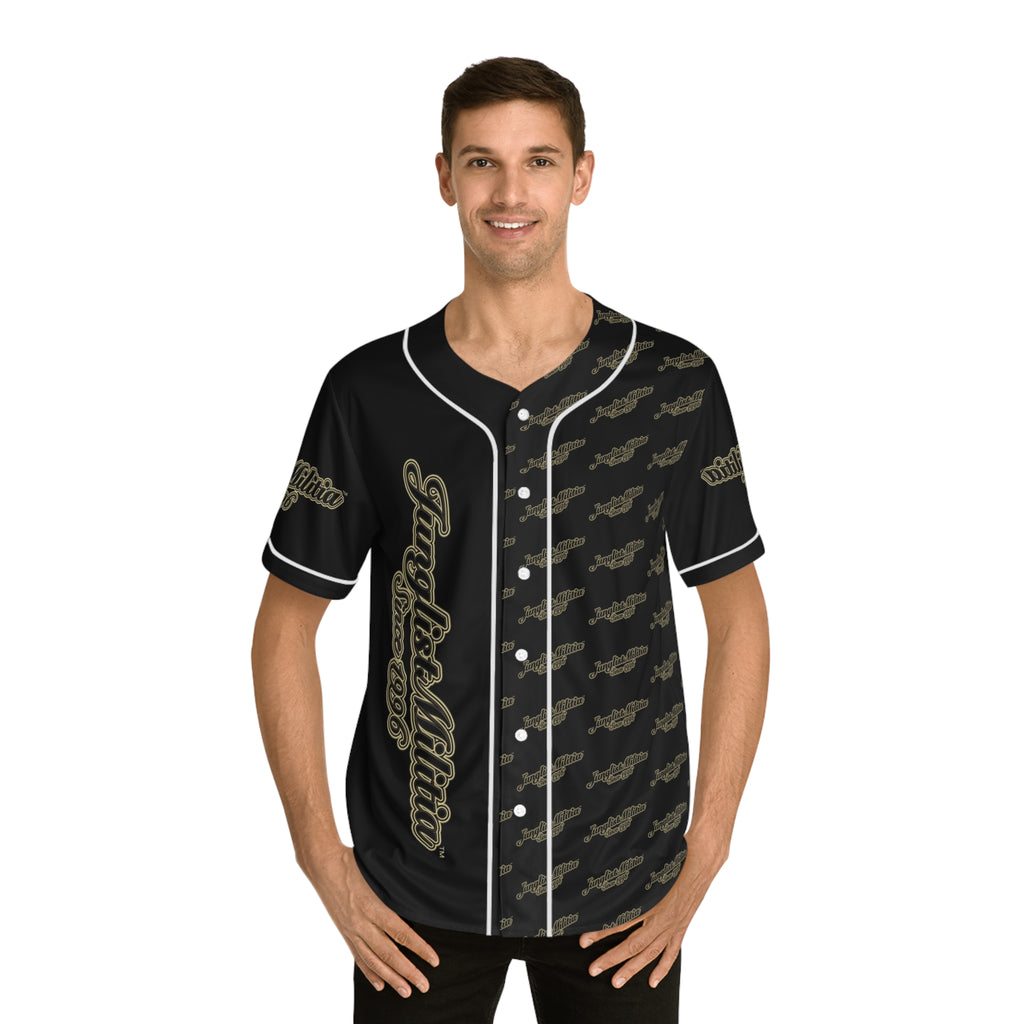 Men's Baseball Jersey (AOP)-Junglist Militia Since 1996 2nd Generation Logo