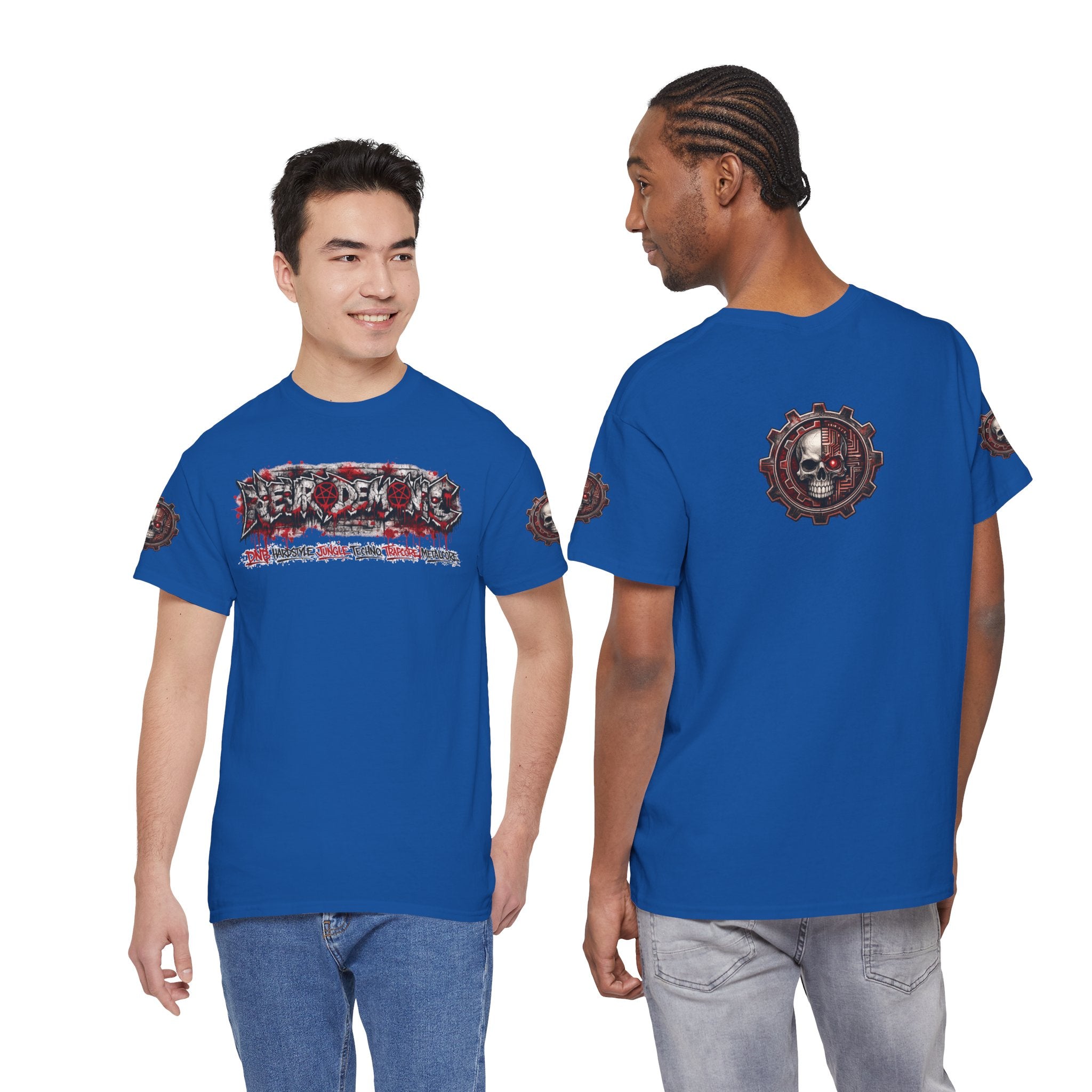 NEURODEMONIC - dnb hardstyle jungle techno trapcore metalcore Graffiti Skull Tee — Gildan Graphic Shirt