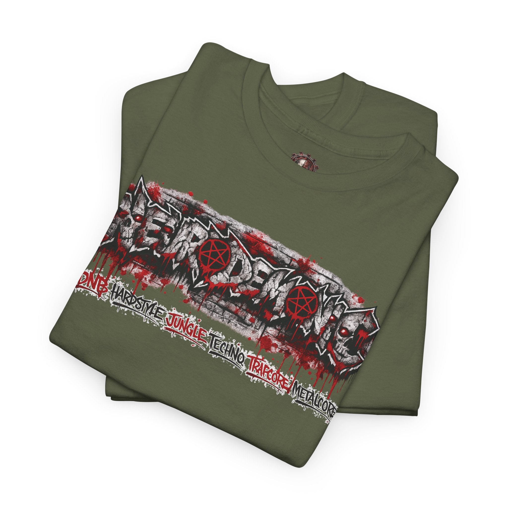 NEURODEMONIC - dnb hardstyle jungle techno trapcore metalcore Graffiti Skull Tee — Gildan Graphic Shirt