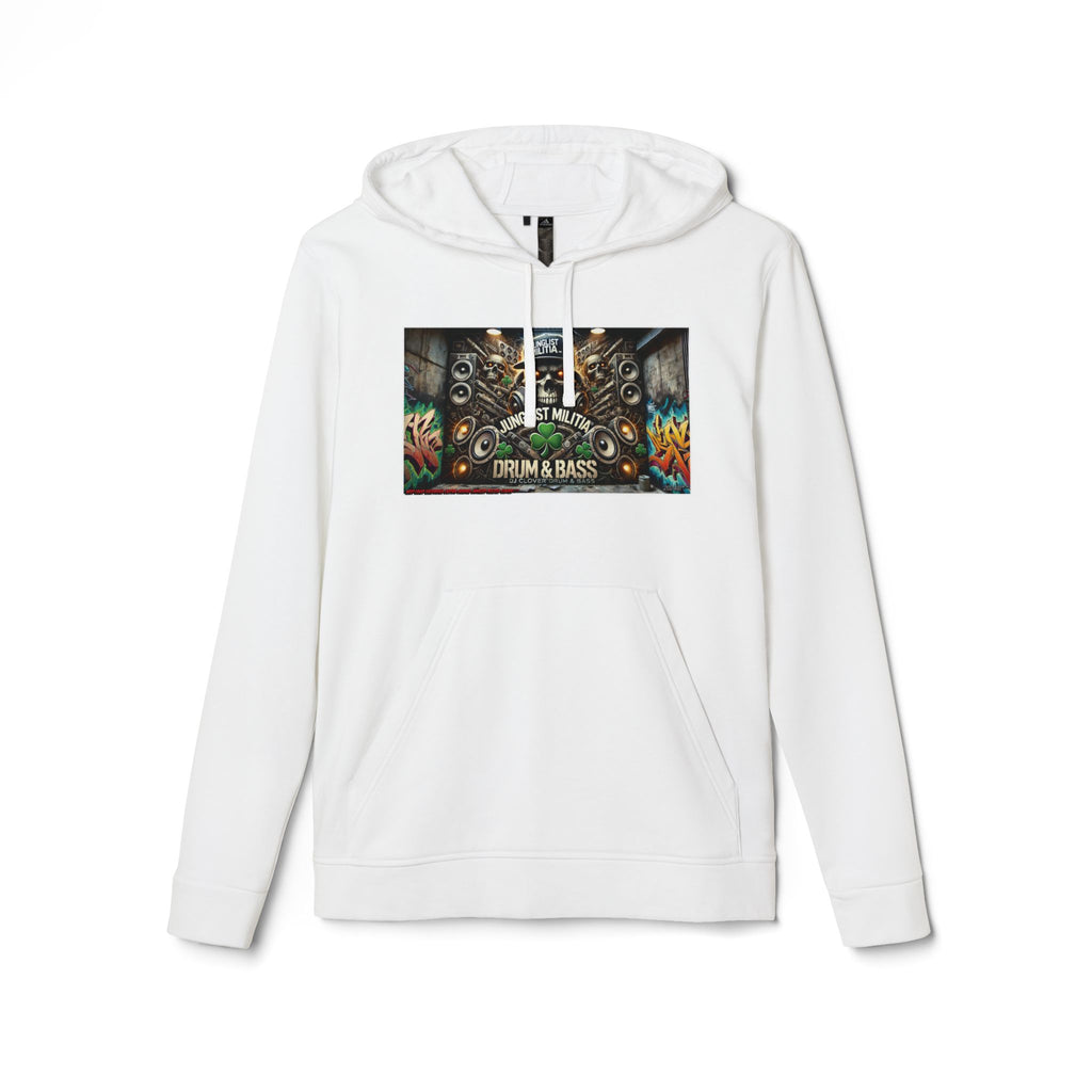DJ CLOVER DRUM & BASS - CUSTOM adidas® Unisex Fleece Hoodie -  WEST COAST CALIFORNIA CUSTOM DESINGZ-JUNGLIST MILITIA-CLOVER