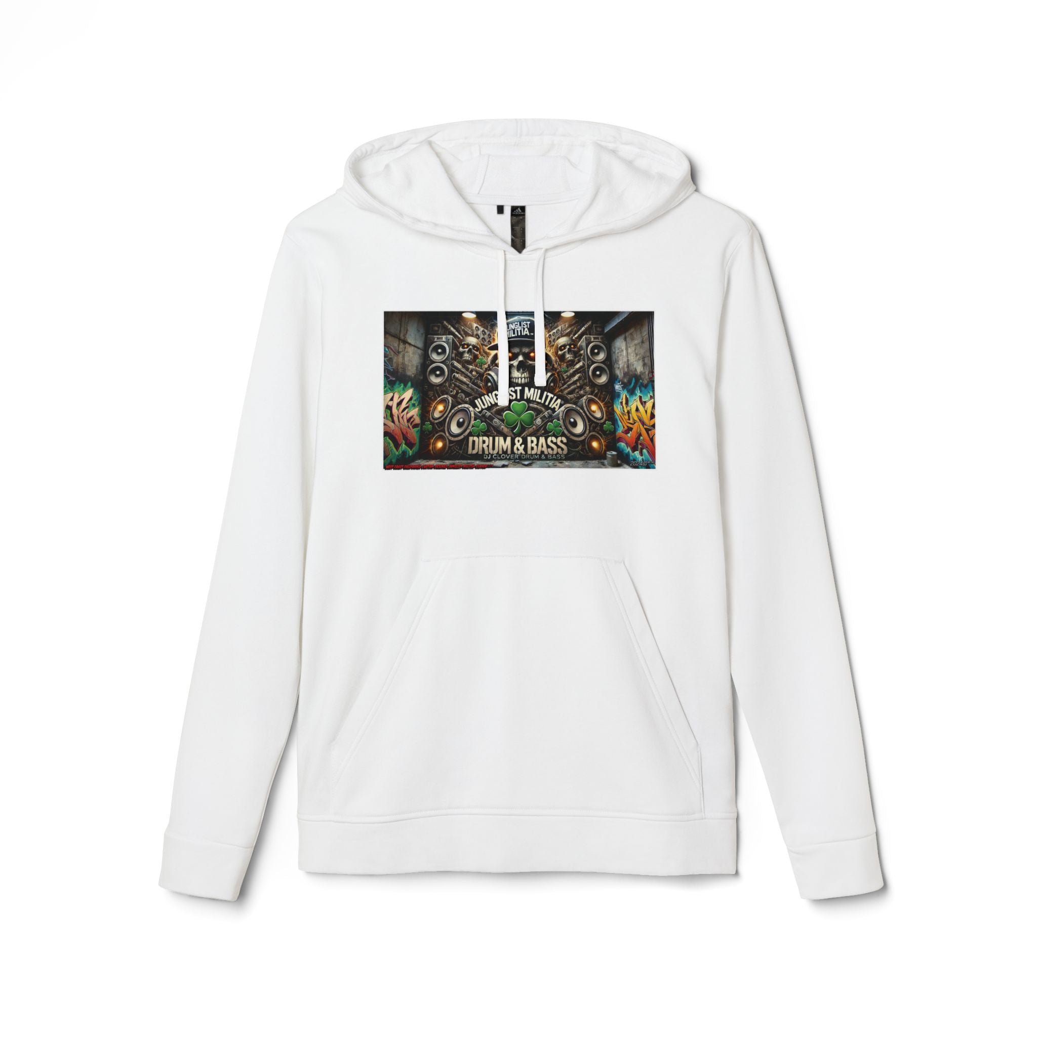 DJ CLOVER DRUM & BASS - CUSTOM adidas® Unisex Fleece Hoodie -  WEST COAST CALIFORNIA CUSTOM DESINGZ-JUNGLIST MILITIA-CLOVER
