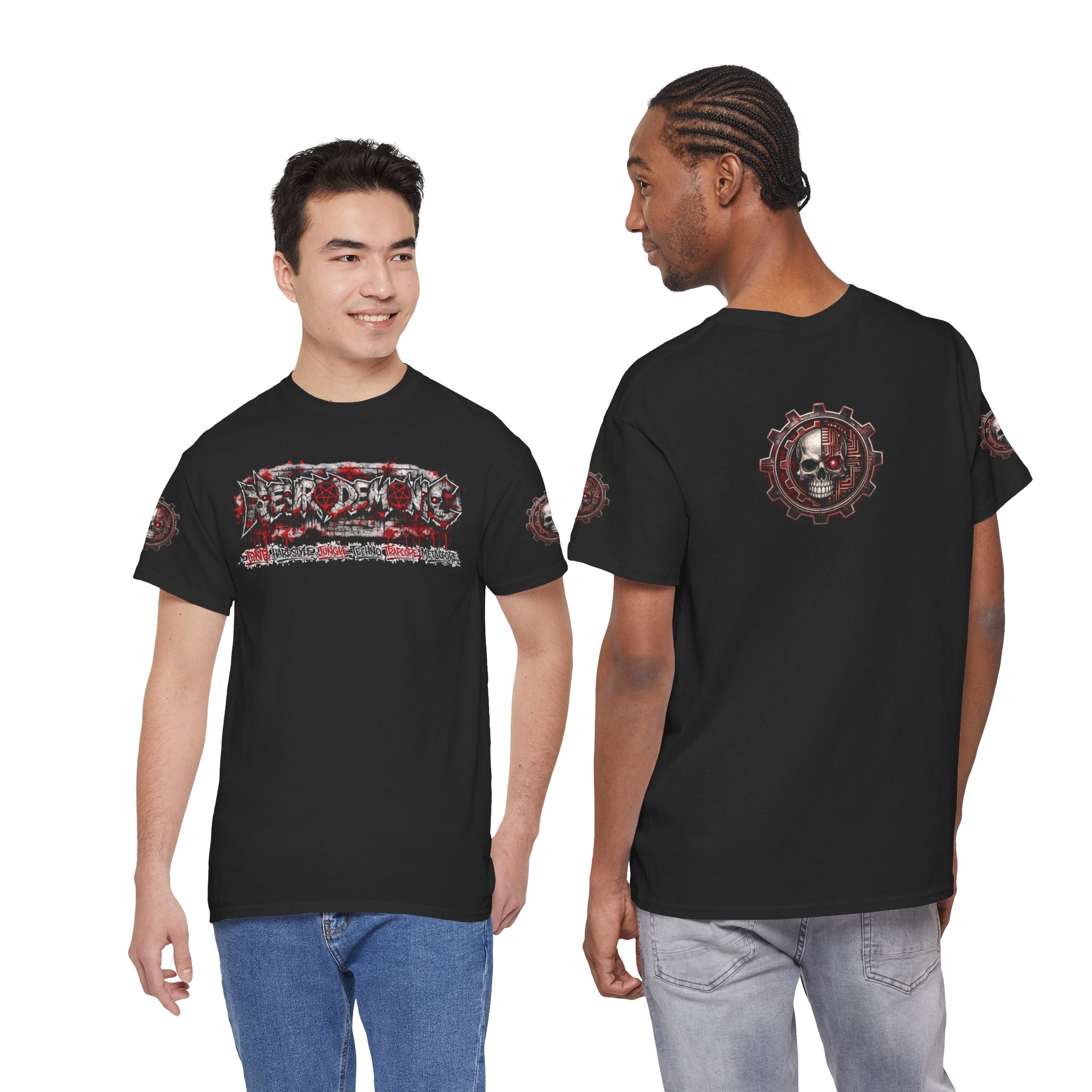 NEURODEMONIC - dnb hardstyle jungle techno trapcore metalcore Graffiti Skull Tee — Gildan Graphic Shirt