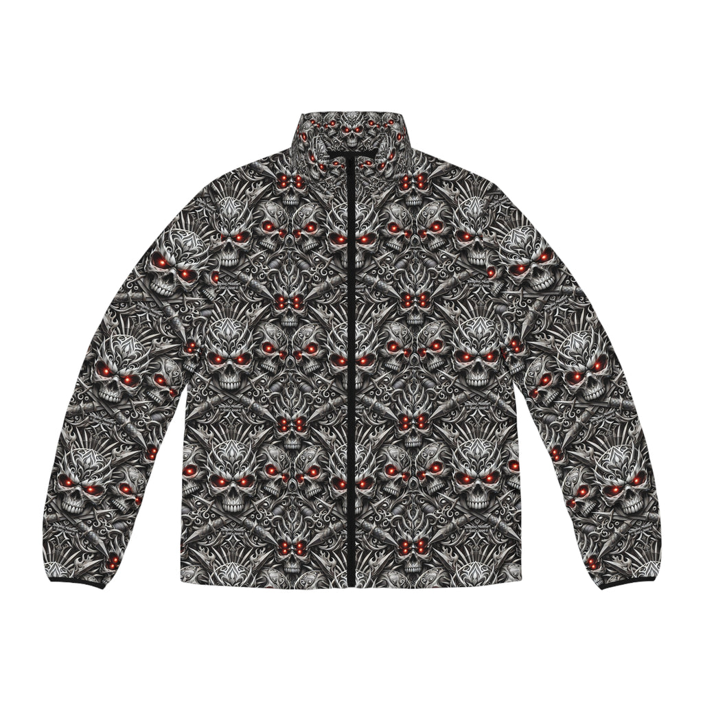Men's Medieval Skulls Puffer Jacket (AOP) - Junglist Militia Since 1996