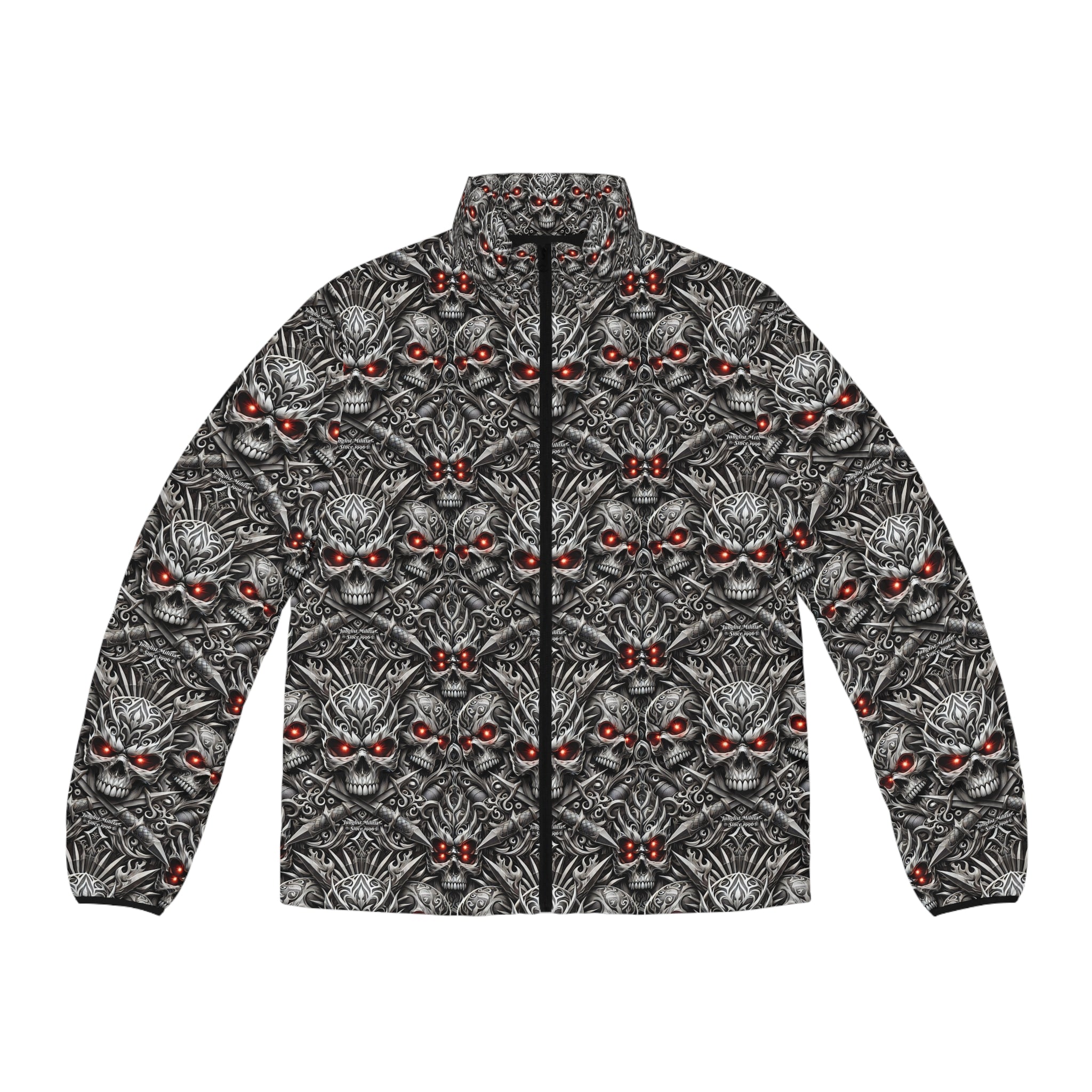 Men's Medieval Skulls Puffer Jacket (AOP) - Junglist Militia Since 1996
